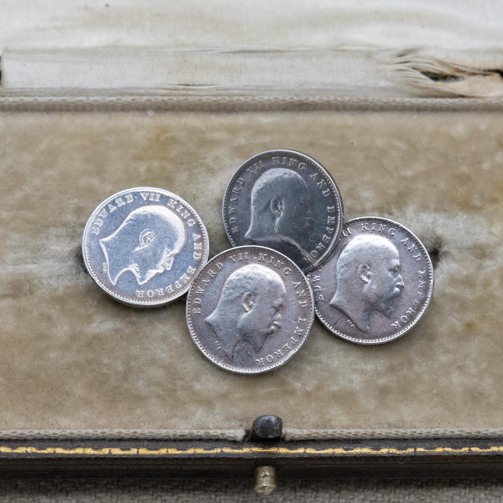 Antique Silver Edwardian 2 Annas Coins British India Cufflinks - 1900's Emperor Edward VII Collectable Coin Gift