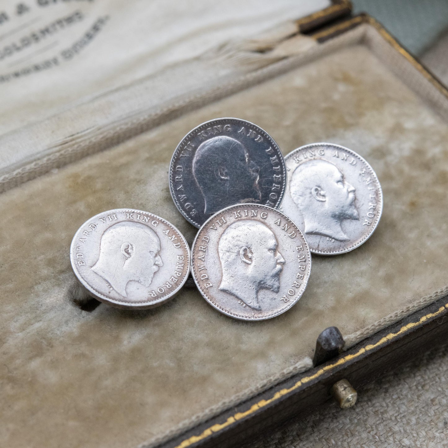 Antique Silver Edwardian 2 Annas Coins British India Cufflinks - 1900's Emperor Edward VII Collectable Coin Gift