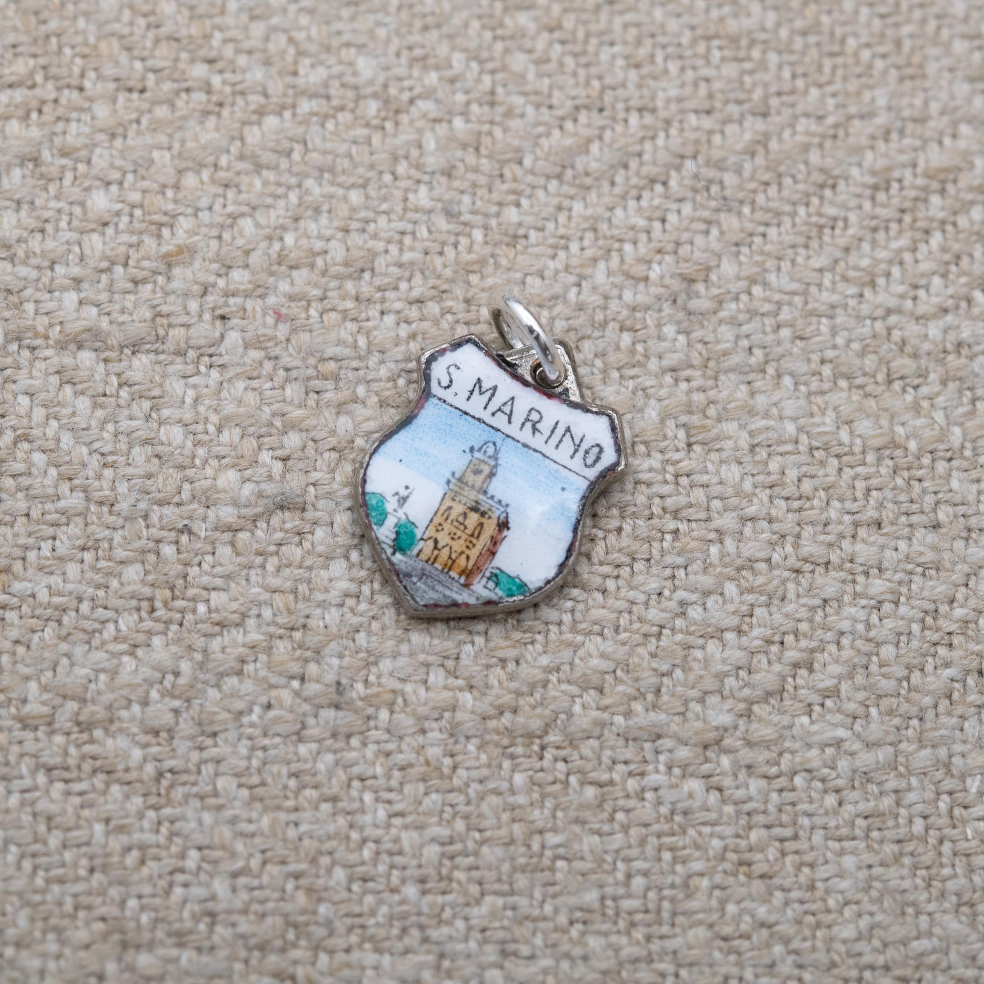 Vintage Silver San Marino Travel Charm Pendant - European Italian Souvenir Gift for Charm Bracelet