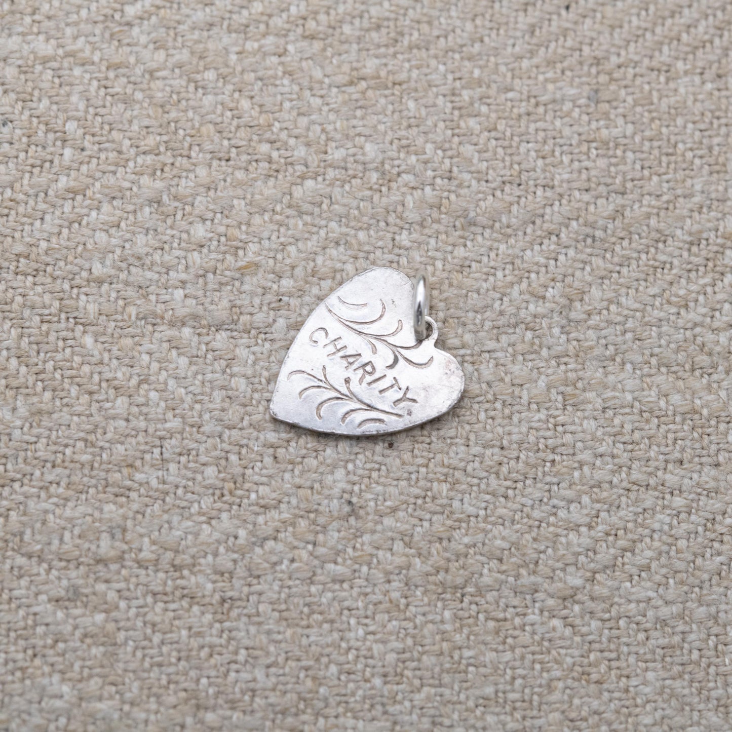 Vintage Silver Charity Heart Charm Pendant c. 1970s
