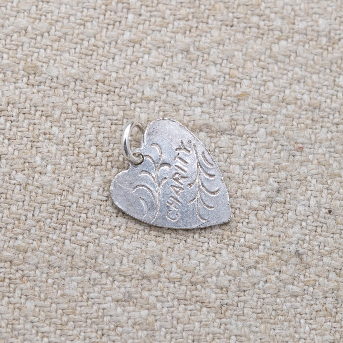 Vintage Silver Charity Heart Charm Pendant c. 1970s