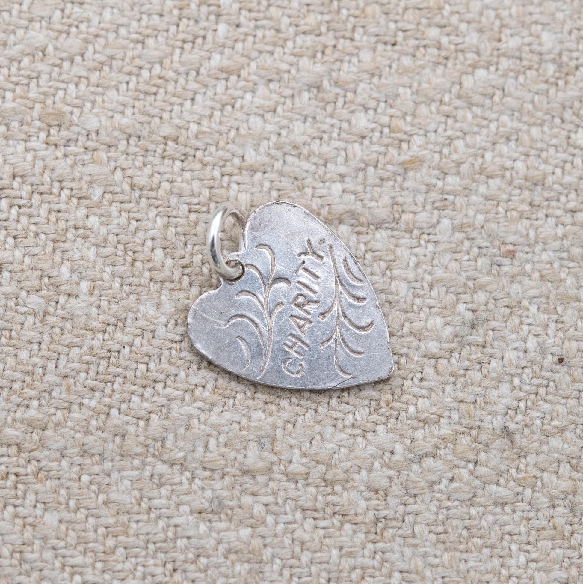 Vintage Silver Charity Heart Charm Pendant c. 1970s