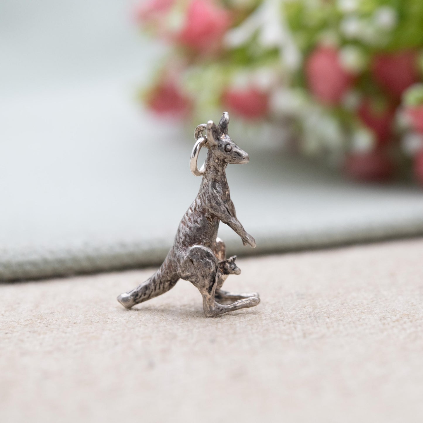 Vintage Sterling Silver Kangaroo Charm Pendant - Cute Australian Animal | Travel Souvenir | Gift for Charm Bracelet