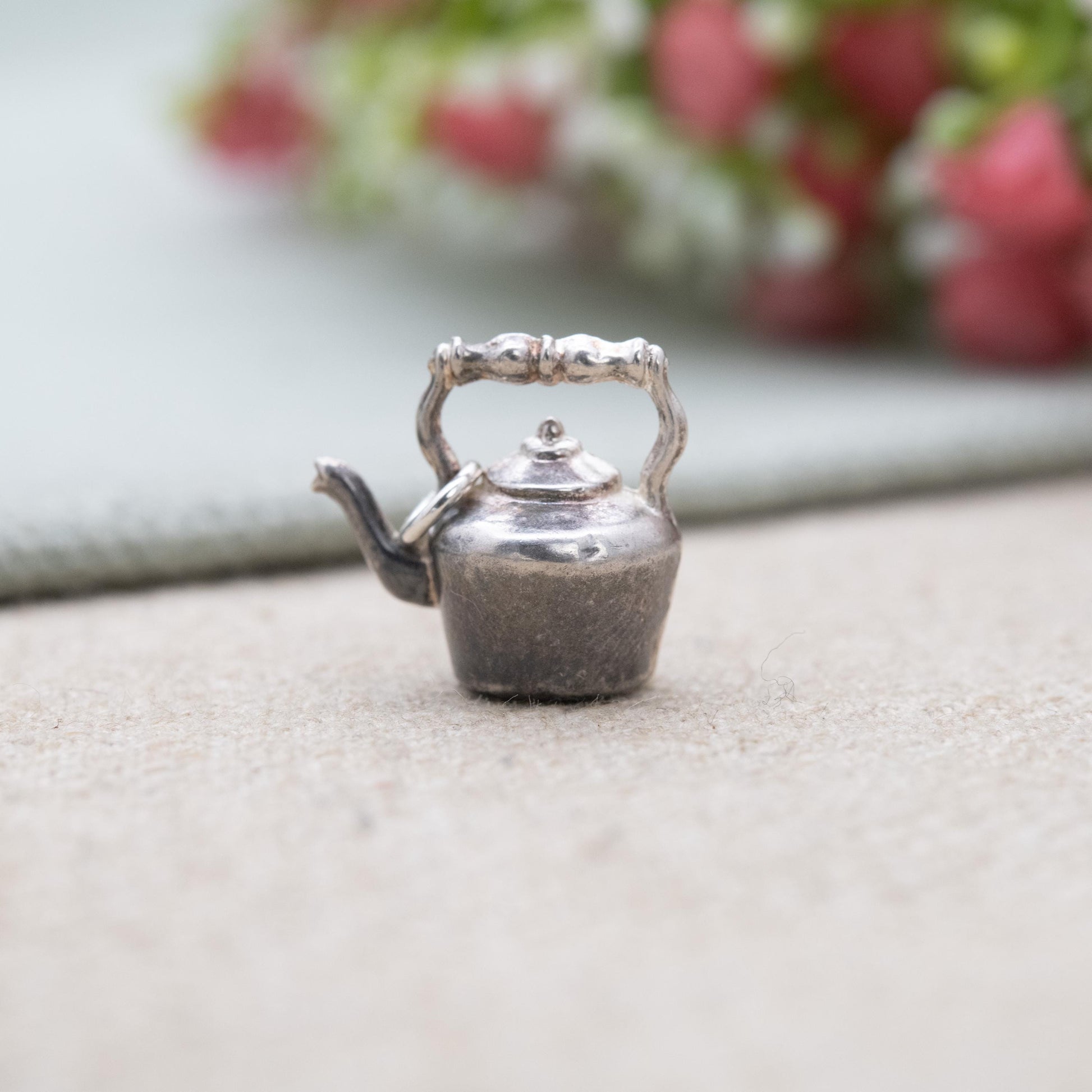 Vintage Sterling Silver Kettle Charm Pendant - Teapot Kitchen Token | Gift for Charm Bracelet