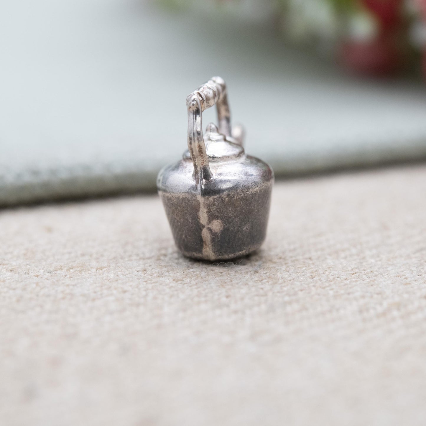 Vintage Sterling Silver Kettle Charm Pendant - Teapot Kitchen Token | Gift for Charm Bracelet