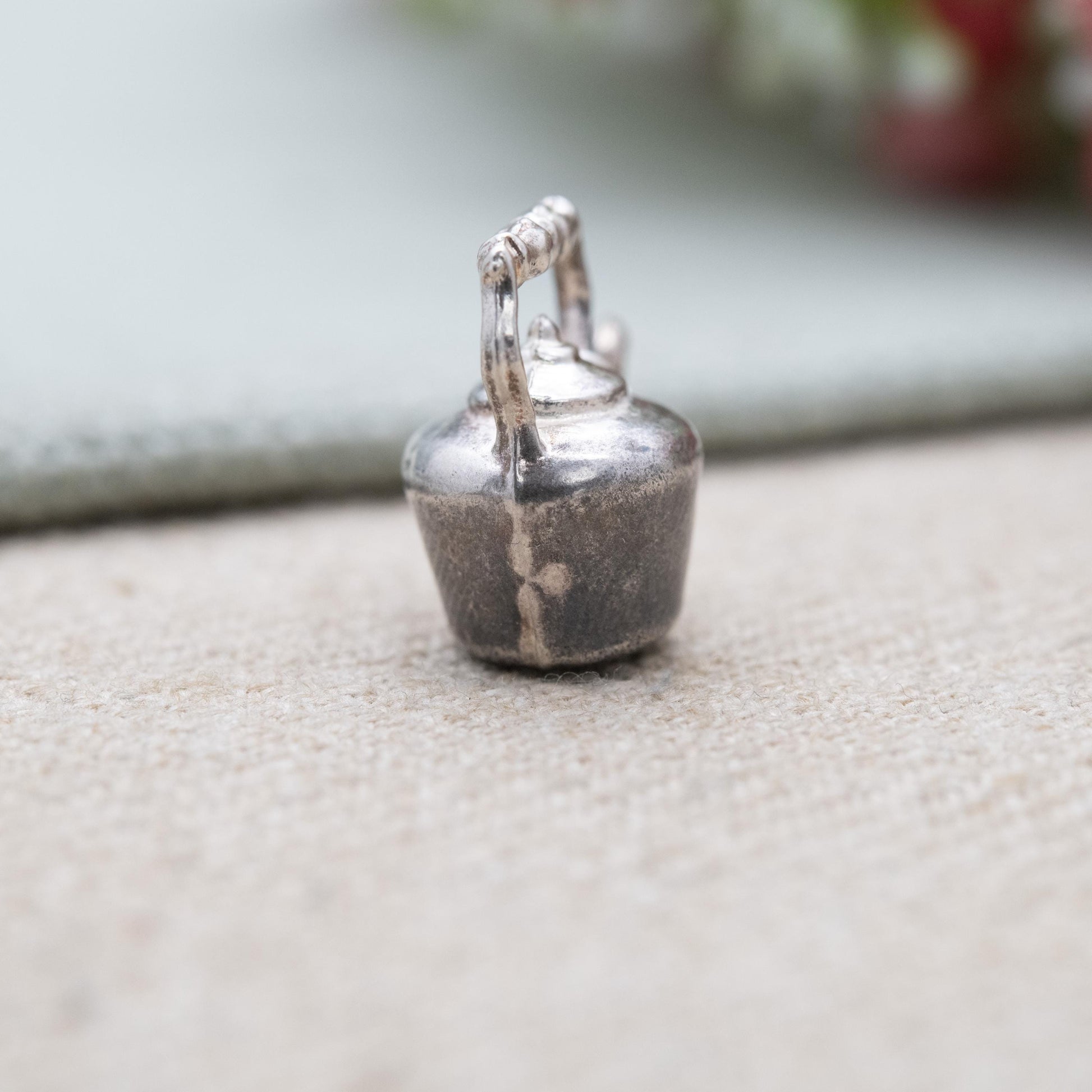 Vintage Sterling Silver Kettle Charm Pendant - Teapot Kitchen Token | Gift for Charm Bracelet