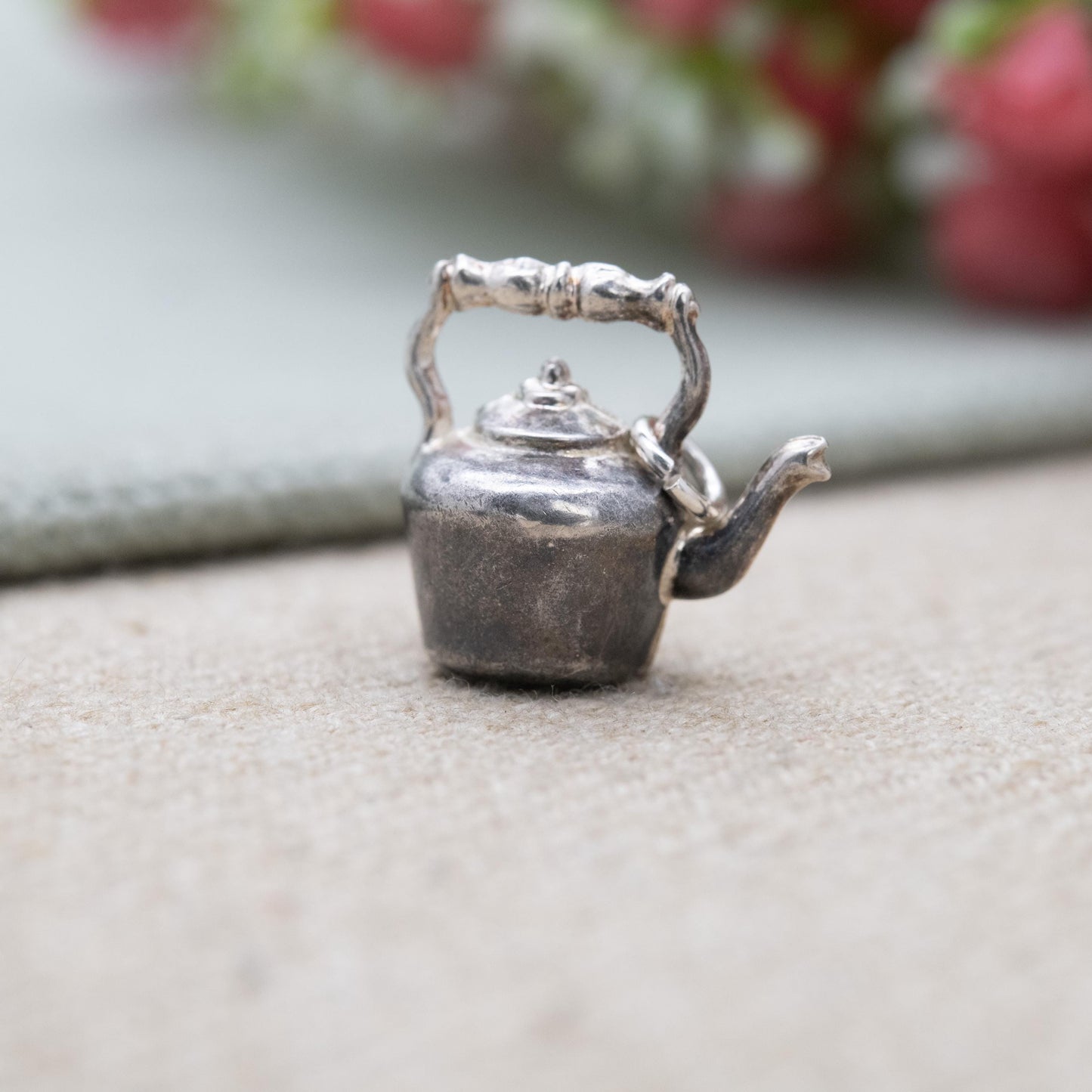Vintage Sterling Silver Kettle Charm Pendant - Teapot Kitchen Token | Gift for Charm Bracelet