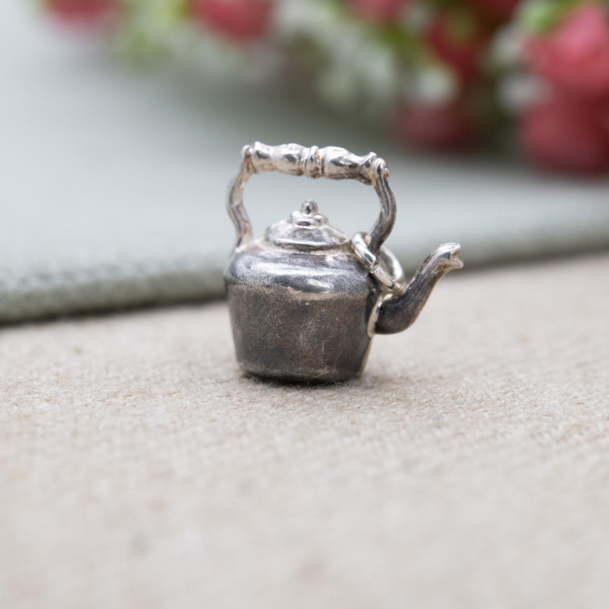 Vintage Sterling Silver Kettle Charm Pendant - Teapot Kitchen Token | Gift for Charm Bracelet