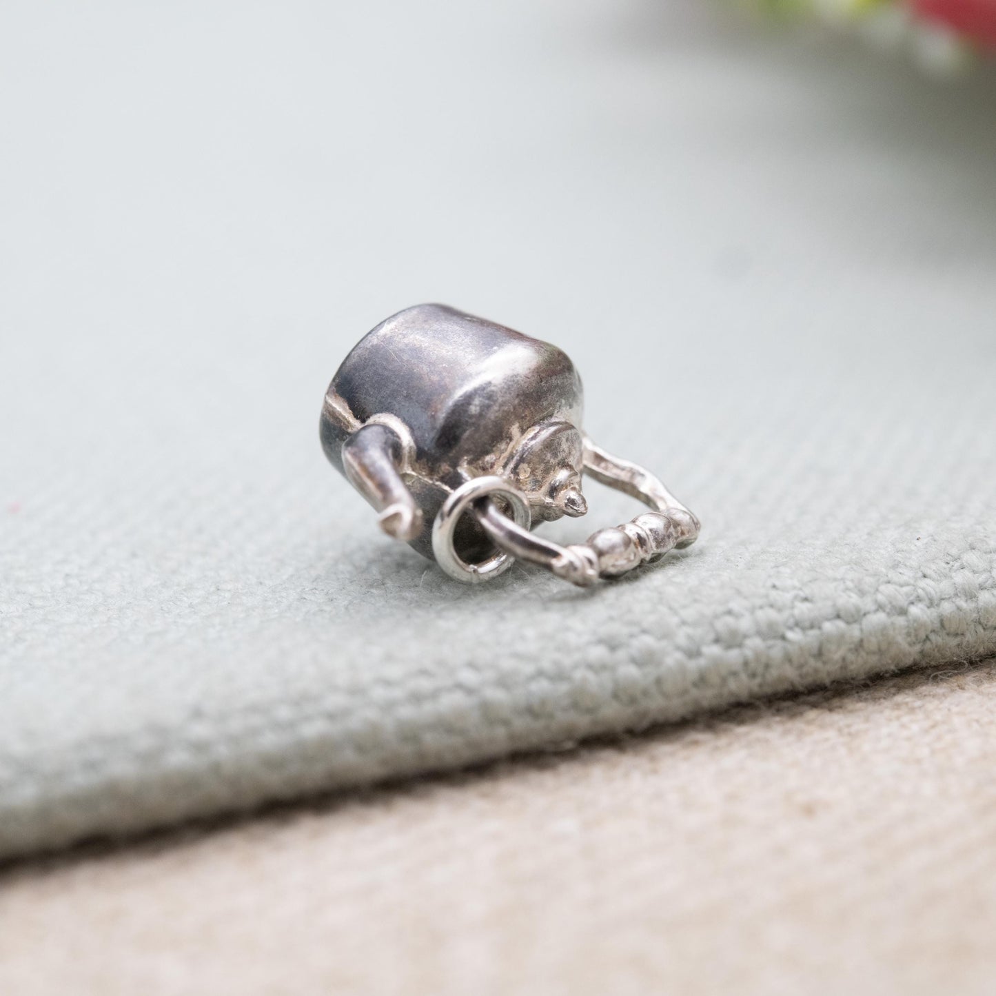 Vintage Sterling Silver Kettle Charm Pendant - Teapot Kitchen Token | Gift for Charm Bracelet