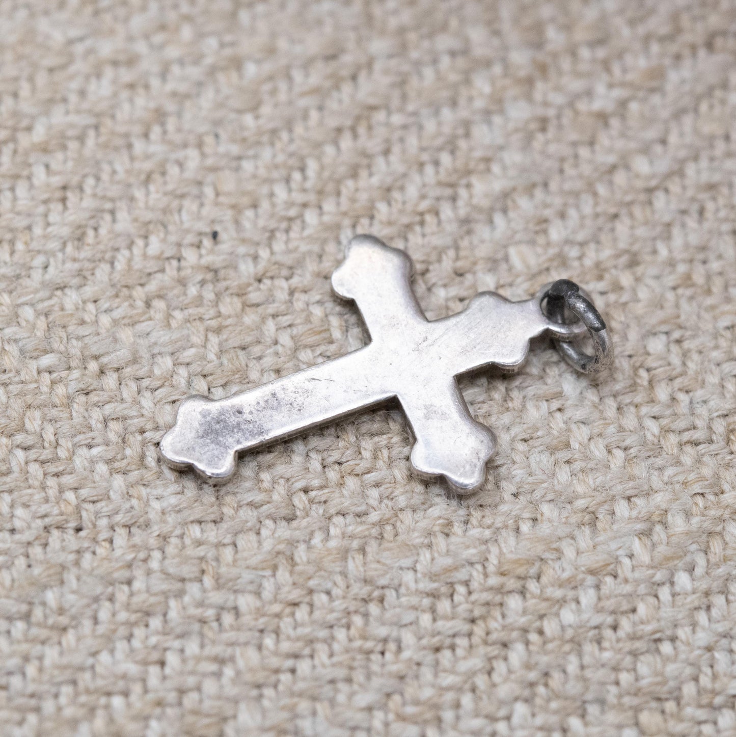 Vintage Sterling Silver Plain Cross Pendant - Minimalist Mid-Century Bottony Cross Simple Solid Silver Design | Gift for Baptism Christening