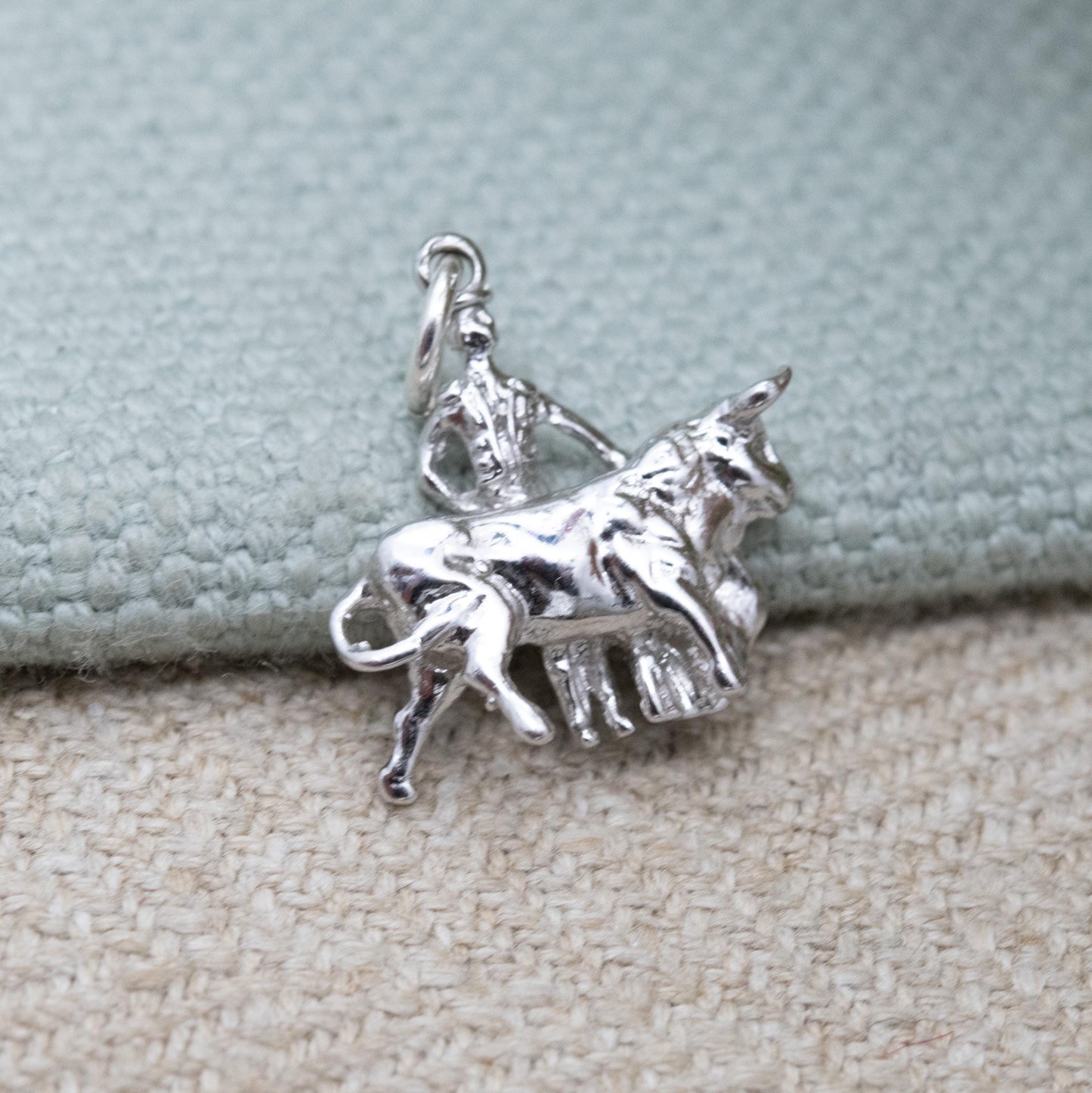 Vintage Sterling Silver Matador Charm Pendant - Spanish Bullfighting | Detailed Man with Bull | Spain Souvenir | Gift for Charm Bracelet