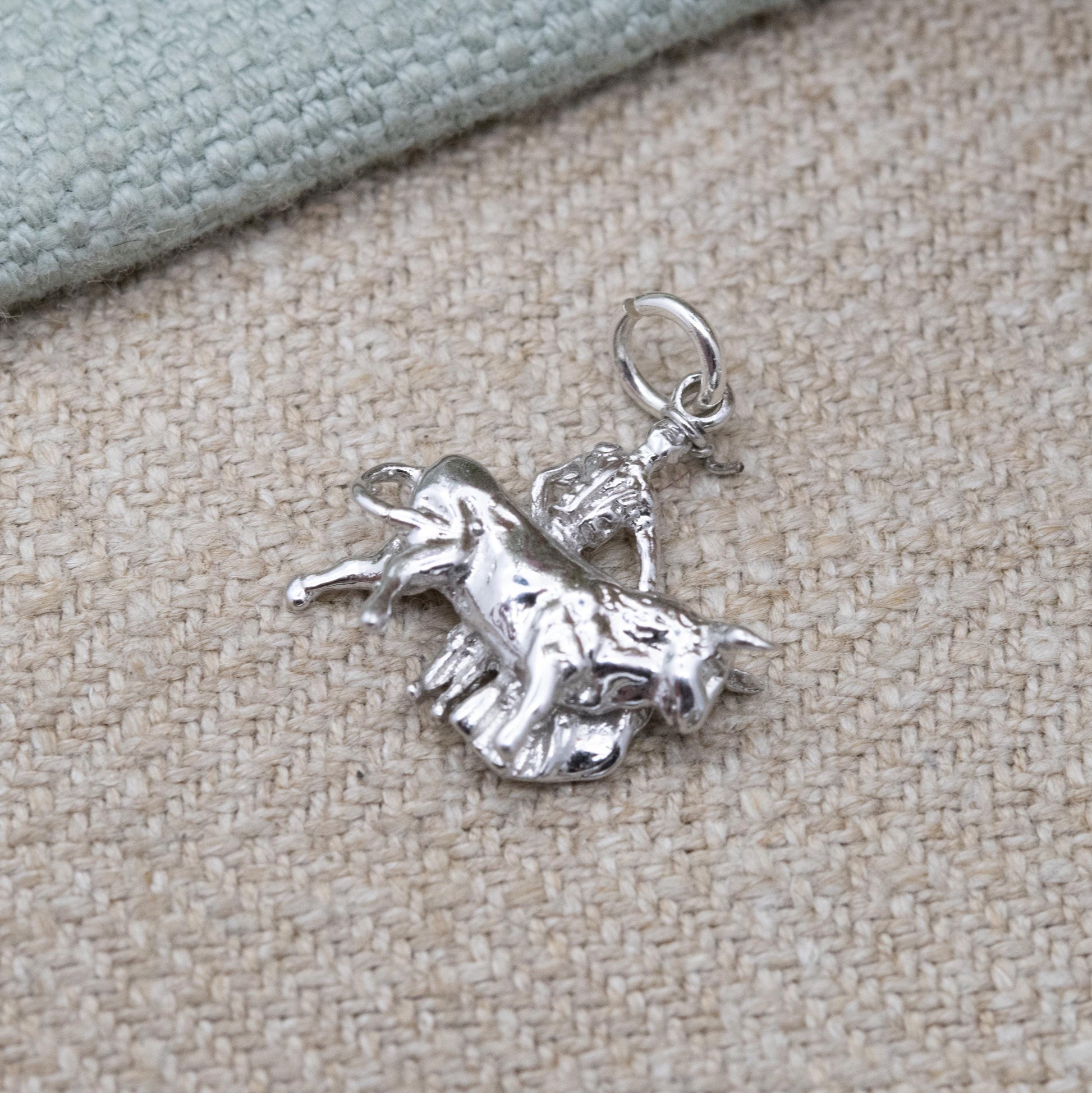 Vintage Sterling Silver Matador Charm Pendant - Spanish Bullfighting | Detailed Man with Bull | Spain Souvenir | Gift for Charm Bracelet