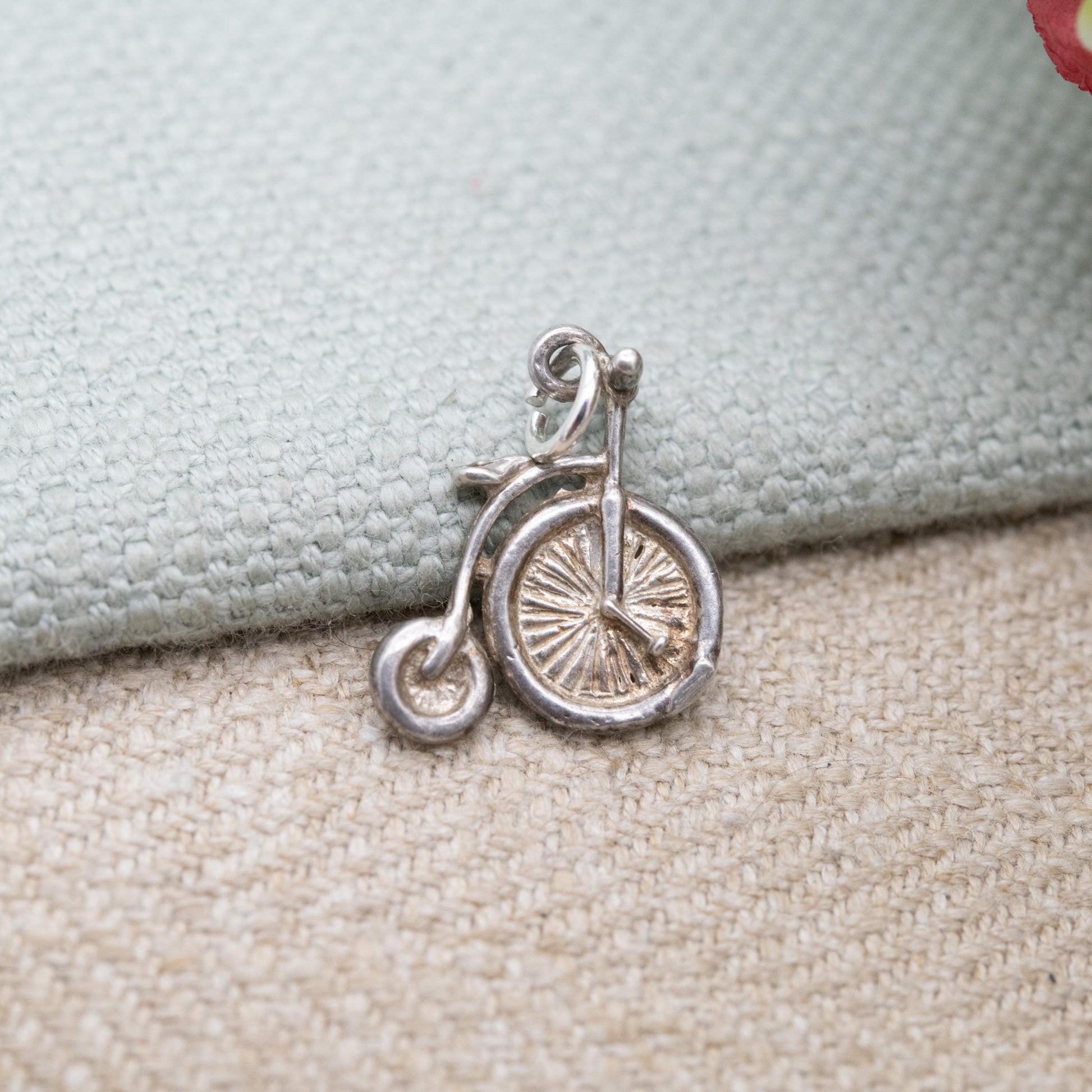 Vintage Sterling Silver Penny Farthing Bike Charm Pendant - Gift for Cycling Enthusiast Charm Bracelet