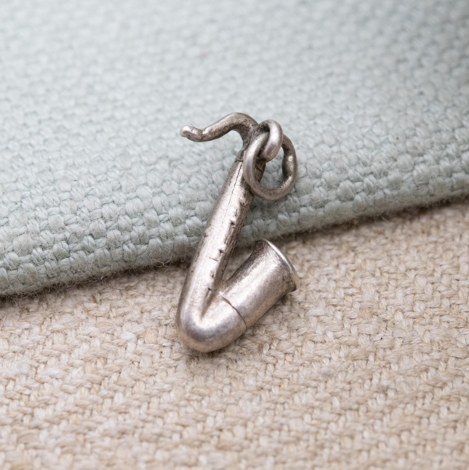 Vintage Sterling Silver Saxophone Charm Pendant - Iconic Musical Instrument | Souvenir Gift for Charm Bracelet