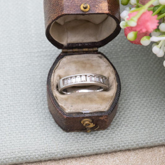 DQCZ Sterling Silver Half Eternity Ring - Minimal Y2K Design Flush Setting Band | UK Size - L | US Size - 5 3/4