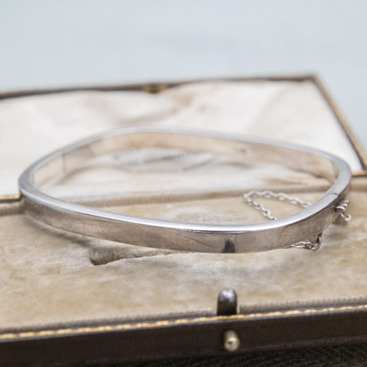 Vintage Sterling Silver Plain Bangle Bracelet - Minimalist Style | Mid-Century Jewellery | Gift for Her