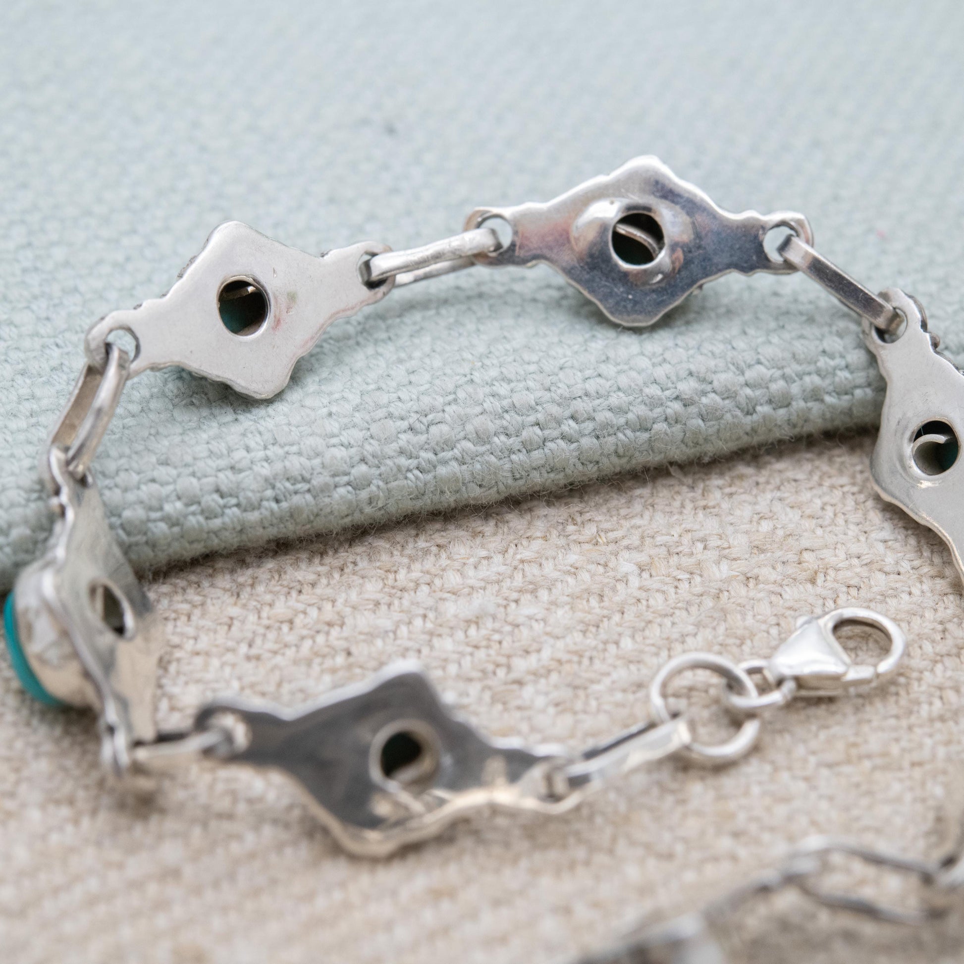 Vintage Sterling Silver Dyed Howlite Panel Bracelet - Blue Gemstone Jewellery | Gift for Her