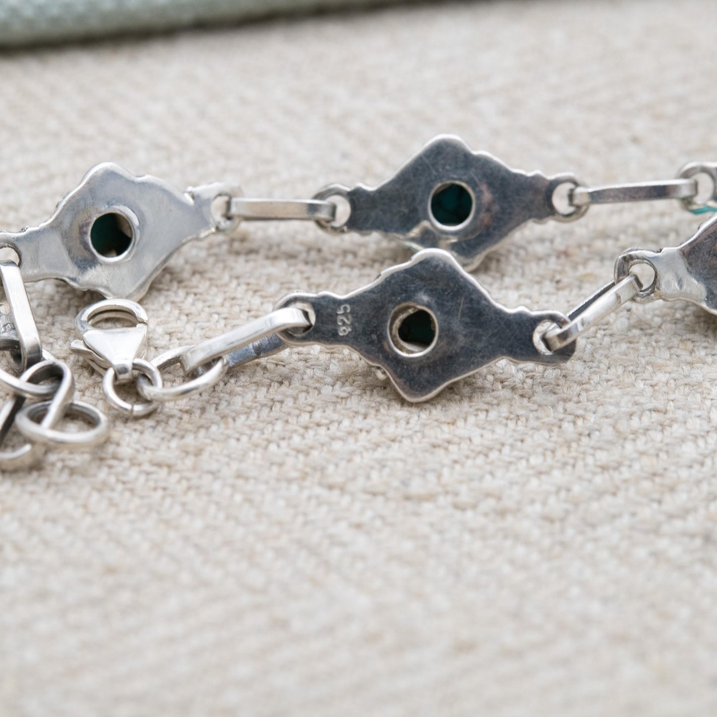 Vintage Sterling Silver Dyed Howlite Panel Bracelet - Blue Gemstone Jewellery | Gift for Her