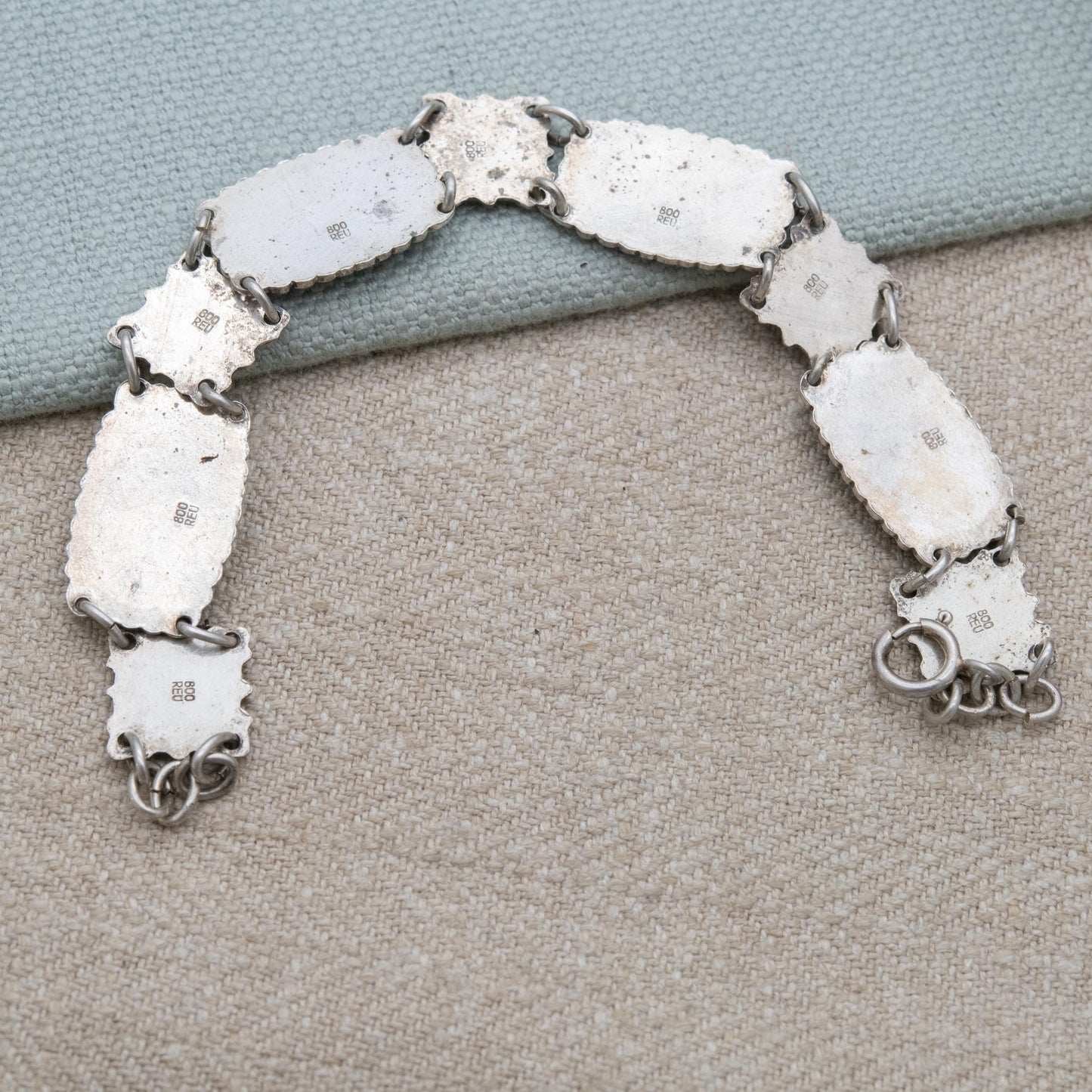 Vintage European Silver Swiss Panel Bracelet - Detailed Flower and Enamel Panel Scenes | Switzerland Travel Souvenir Jewellery
