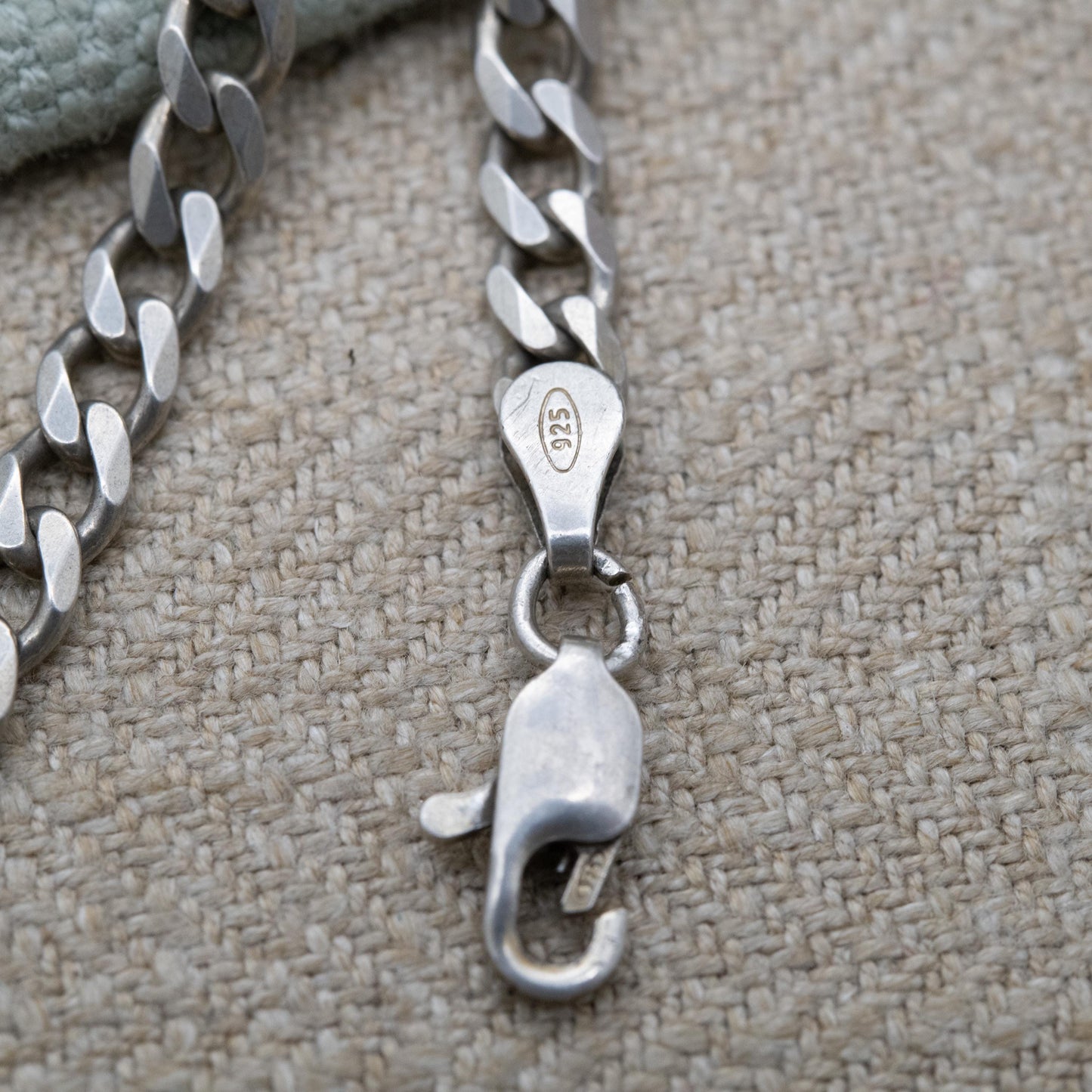 Vintage Italian Sterling Silver Curb Link Chain Necklace - Y2K Flat Curb | Heavy Silver Necklace | 20" 50cm