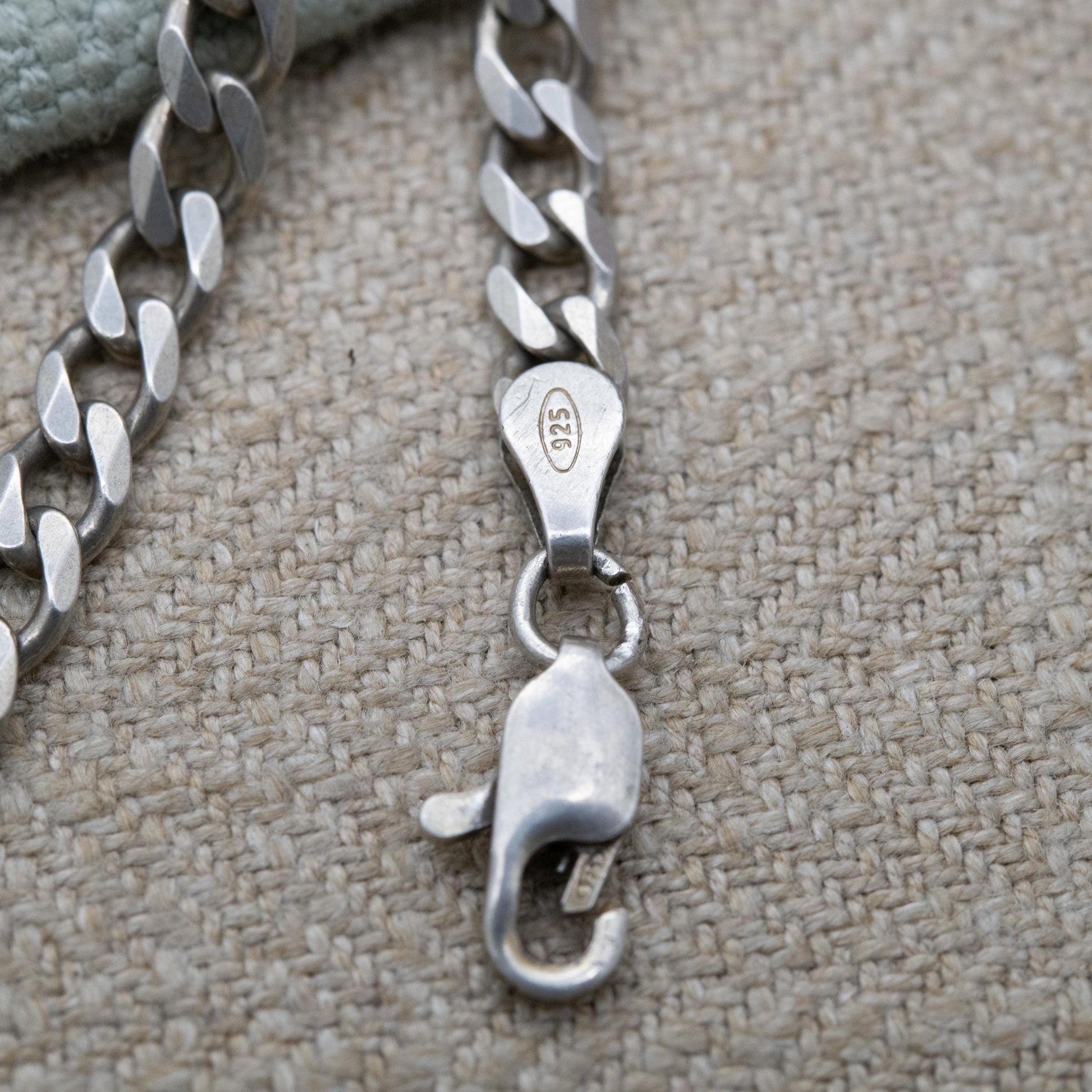 Vintage Italian Sterling Silver Curb Link Chain Necklace - Y2K Flat Curb | Heavy Silver Necklace | 20" 50cm
