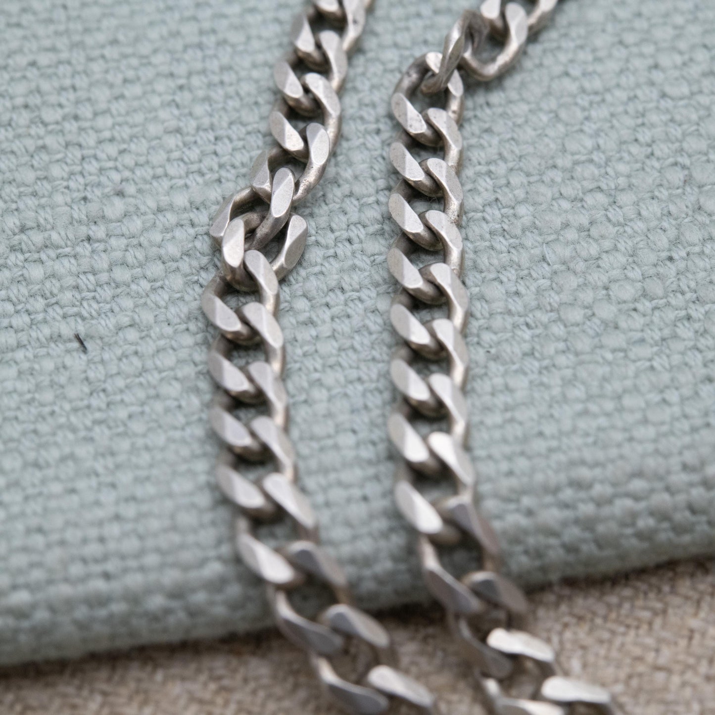 Vintage Italian Sterling Silver Curb Link Chain Necklace - Y2K Flat Curb | Heavy Silver Necklace | 20" 50cm