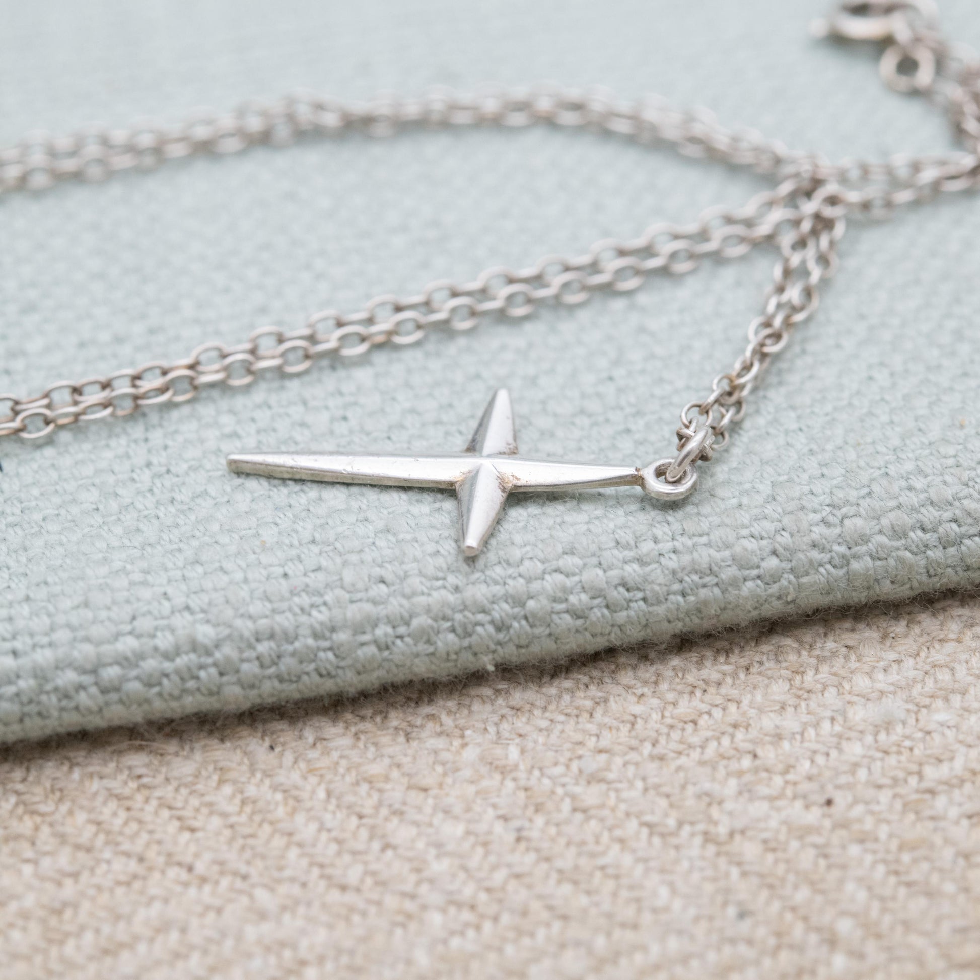 Vintage Sterling Silver Cross Pendant on a Curb Link Chain Necklace