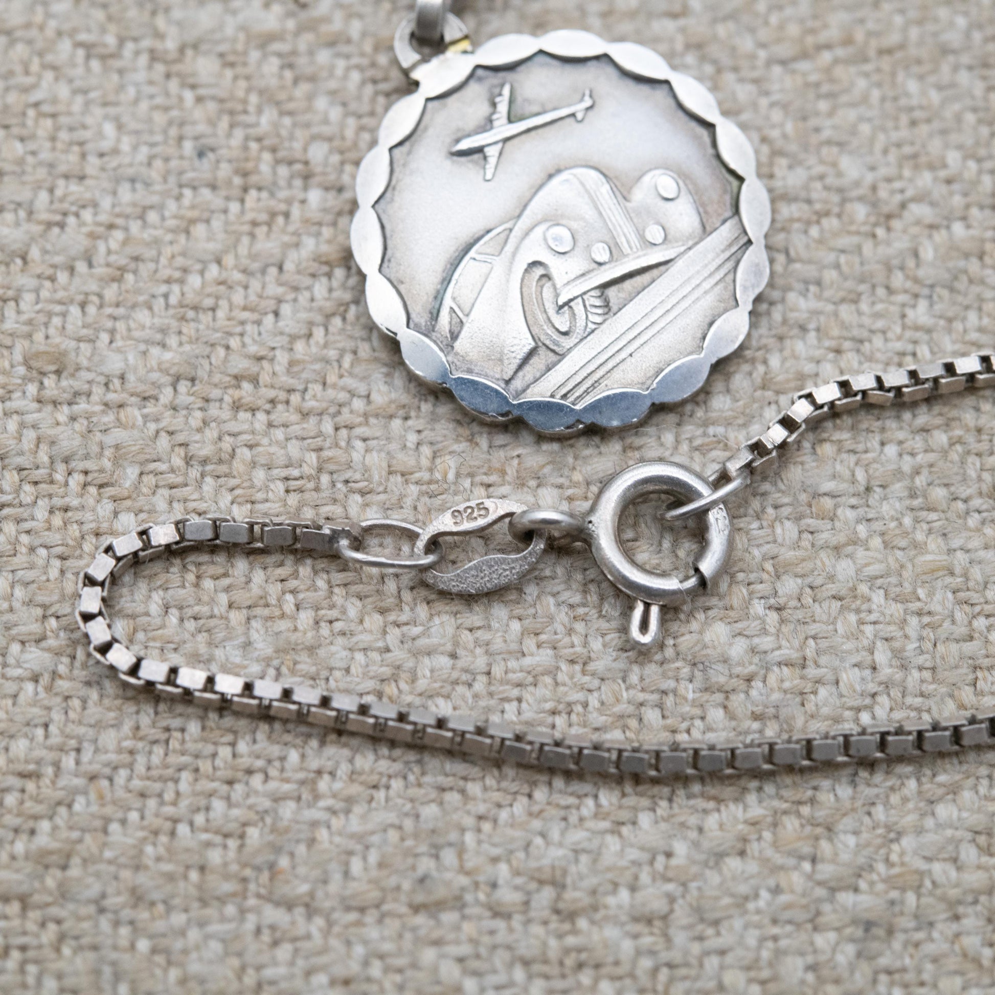 Vintage Sterling Silver St. Christopher Pendant and Box Link Necklace 1976 - Patron Saint of Travelling | Christian Religious Jewellery Gift