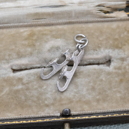 Vintage Sterling Silver Ice Skates Charm Pendant - Ice Skating | Winter Sports | Gift for Charm Bracelet