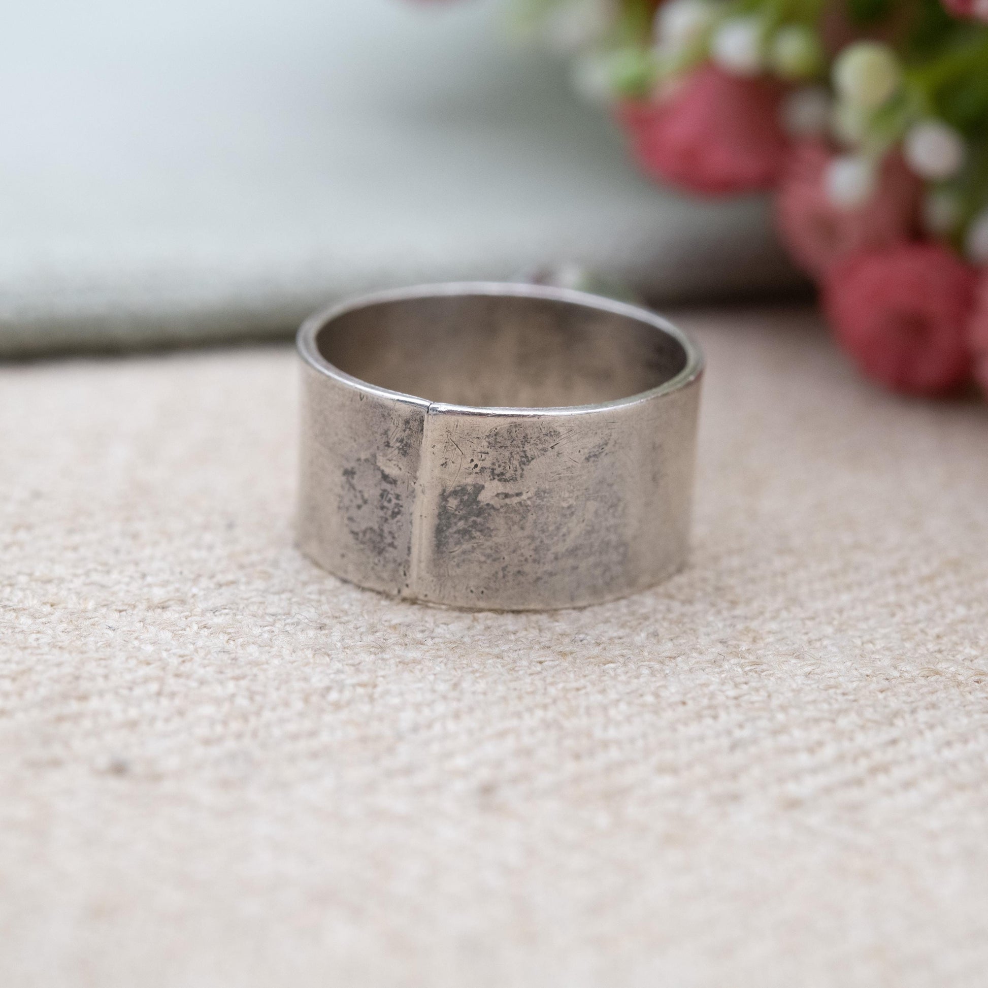 Vintage Sterling Silver Banded Agate Ring - Chunky Modernist Cabochon Gemstone | UK Size - R 1/2 | US Size - 8 3/4