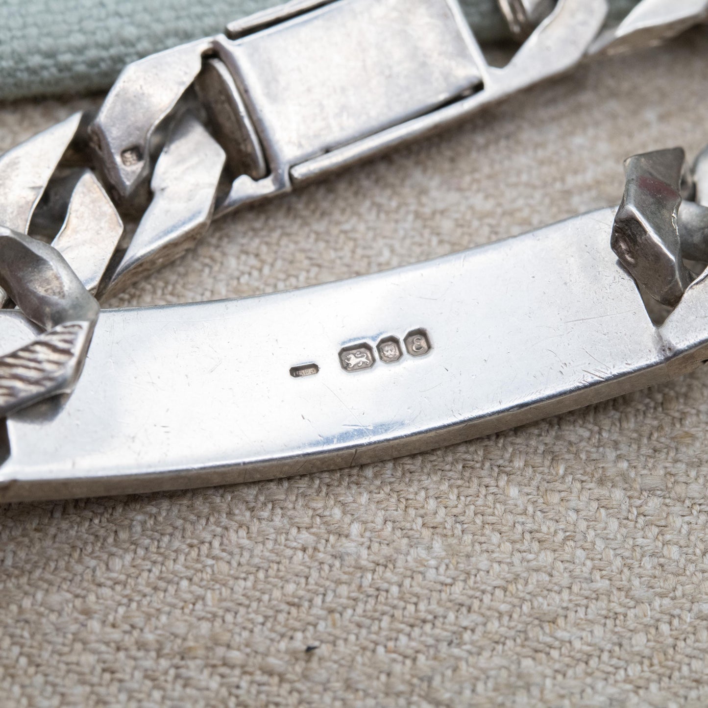 Vintage Sterling Silver Chunky ID Bracelet 1979 - Heavy Flat Curb Links | Unisex Bracelet | Unisex Jewellery Gift for Him