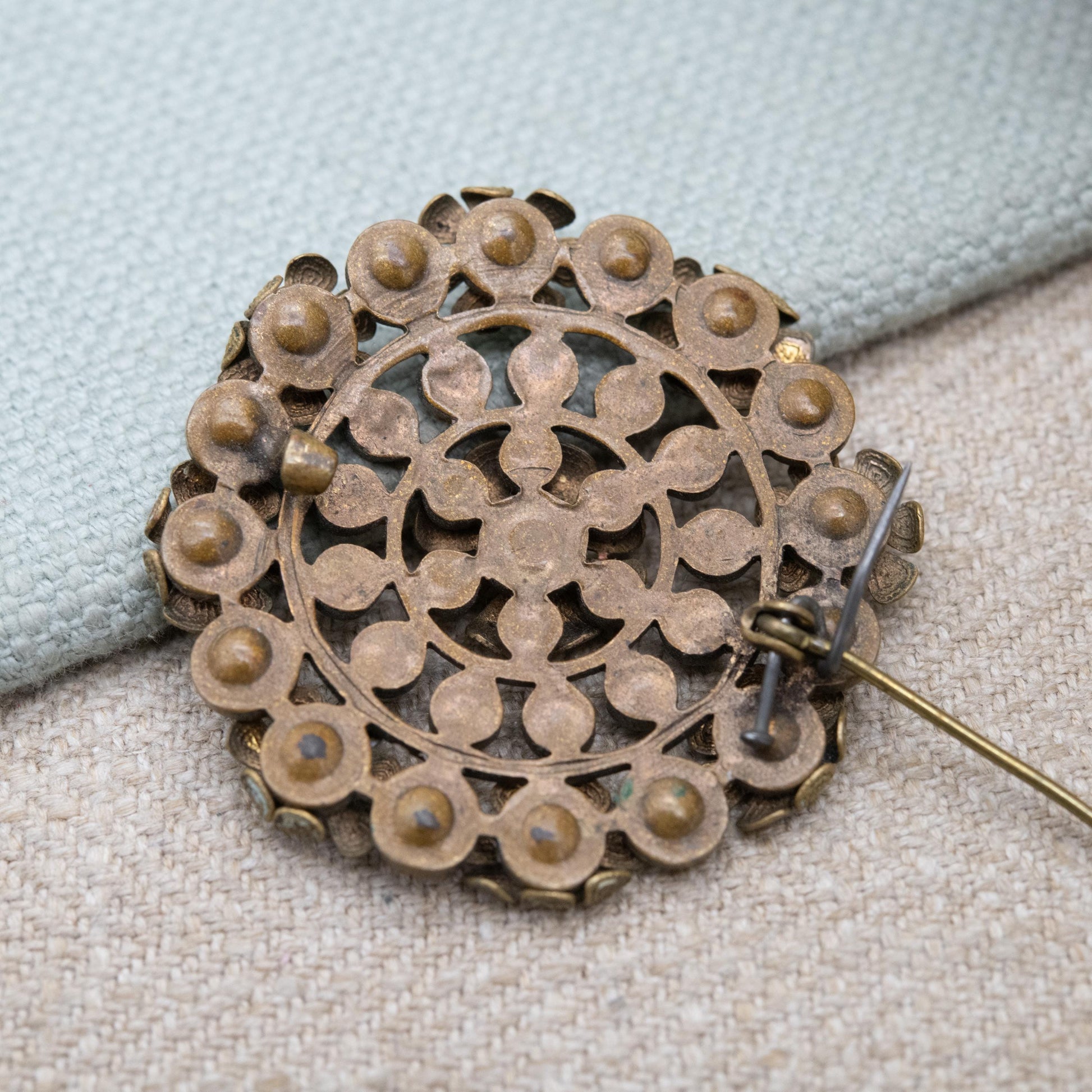 Antique Czech Enamel Flower Brooch with Paste Stones c. 1910s Edwardian Era