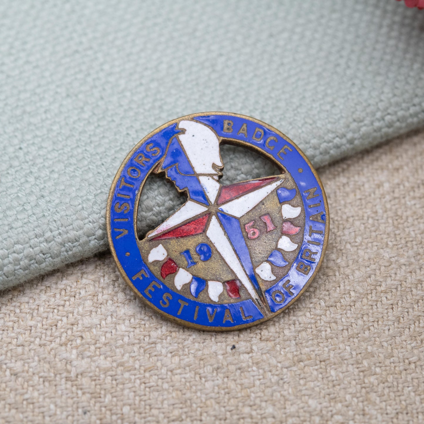 Vintage 1951 Festival of Britain Enamel Visitors Badge by Starfest