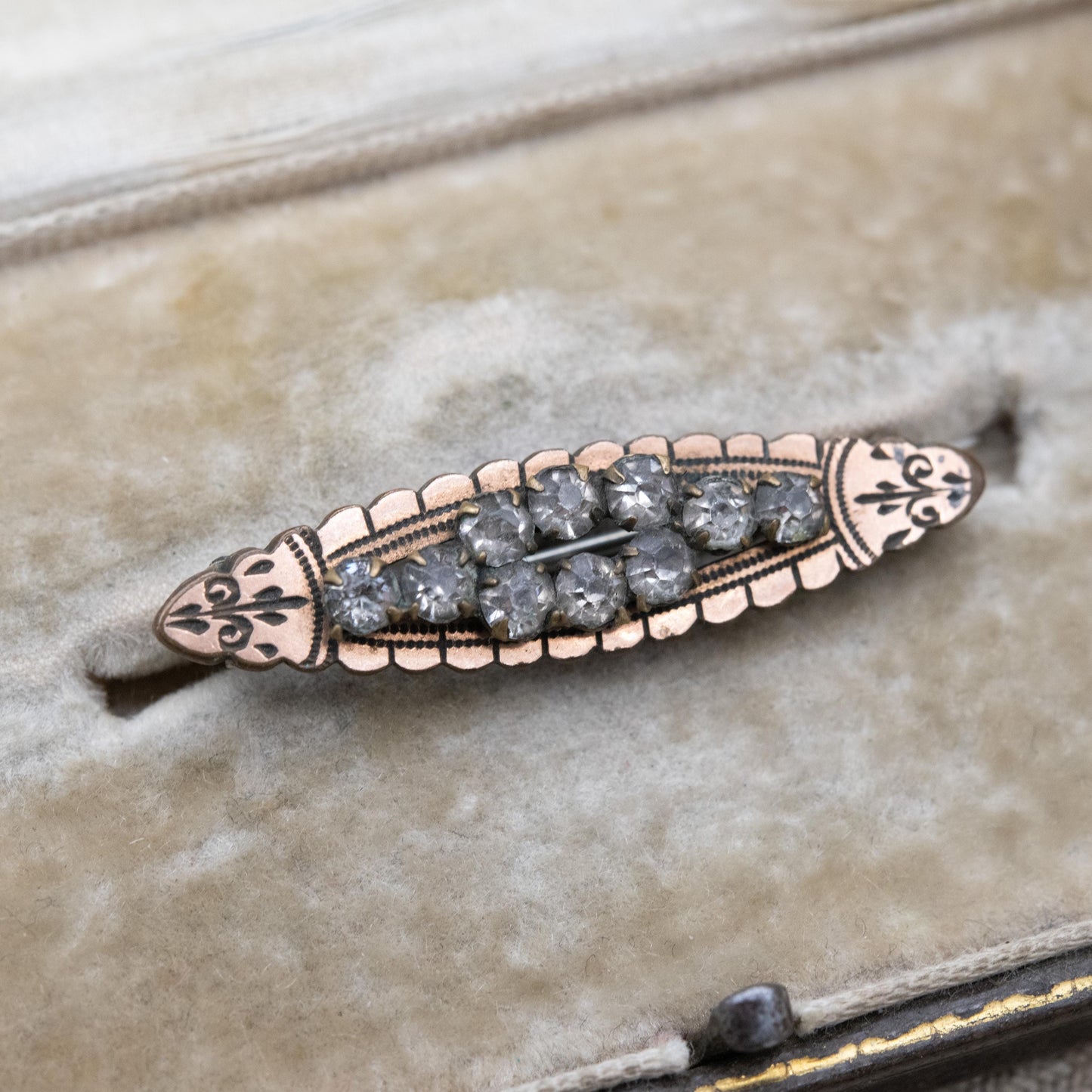 Antique Victorian Gold Fronted Paste Brooch c. 1890s