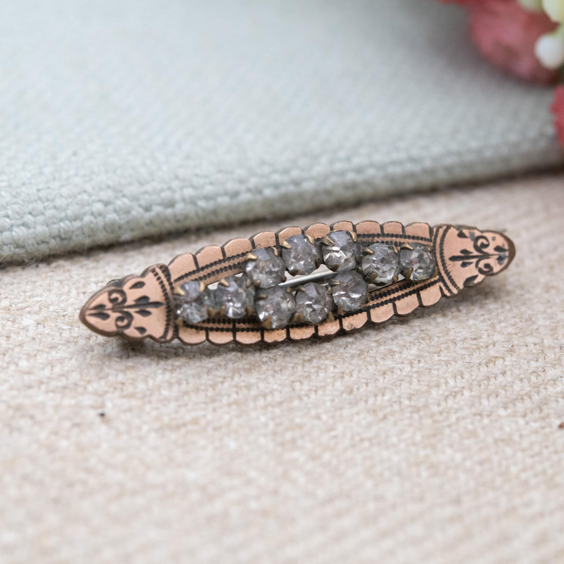 Antique Victorian Gold Fronted Paste Brooch c. 1890s