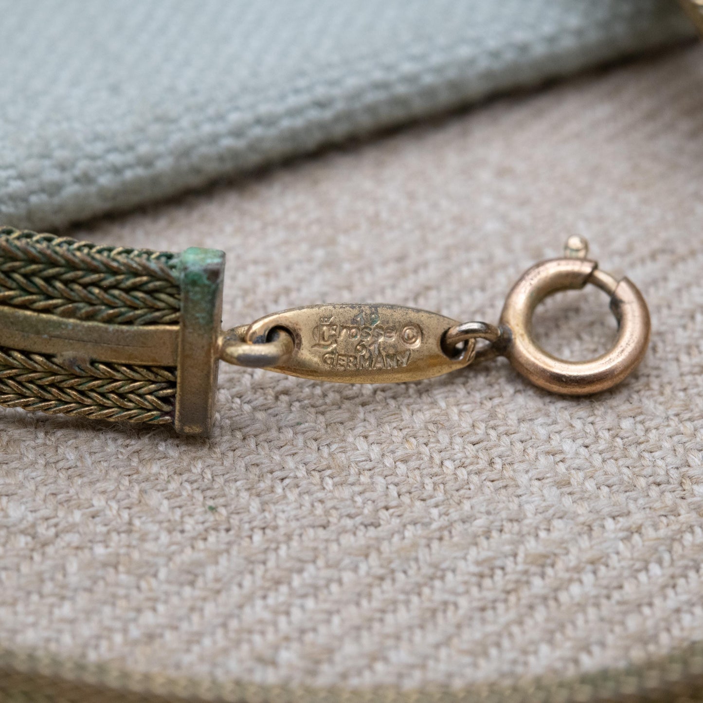 Vintage Grossé Collar Necklace 1961 German Designer - Gold Tone Mesh Style Signed Jewellery