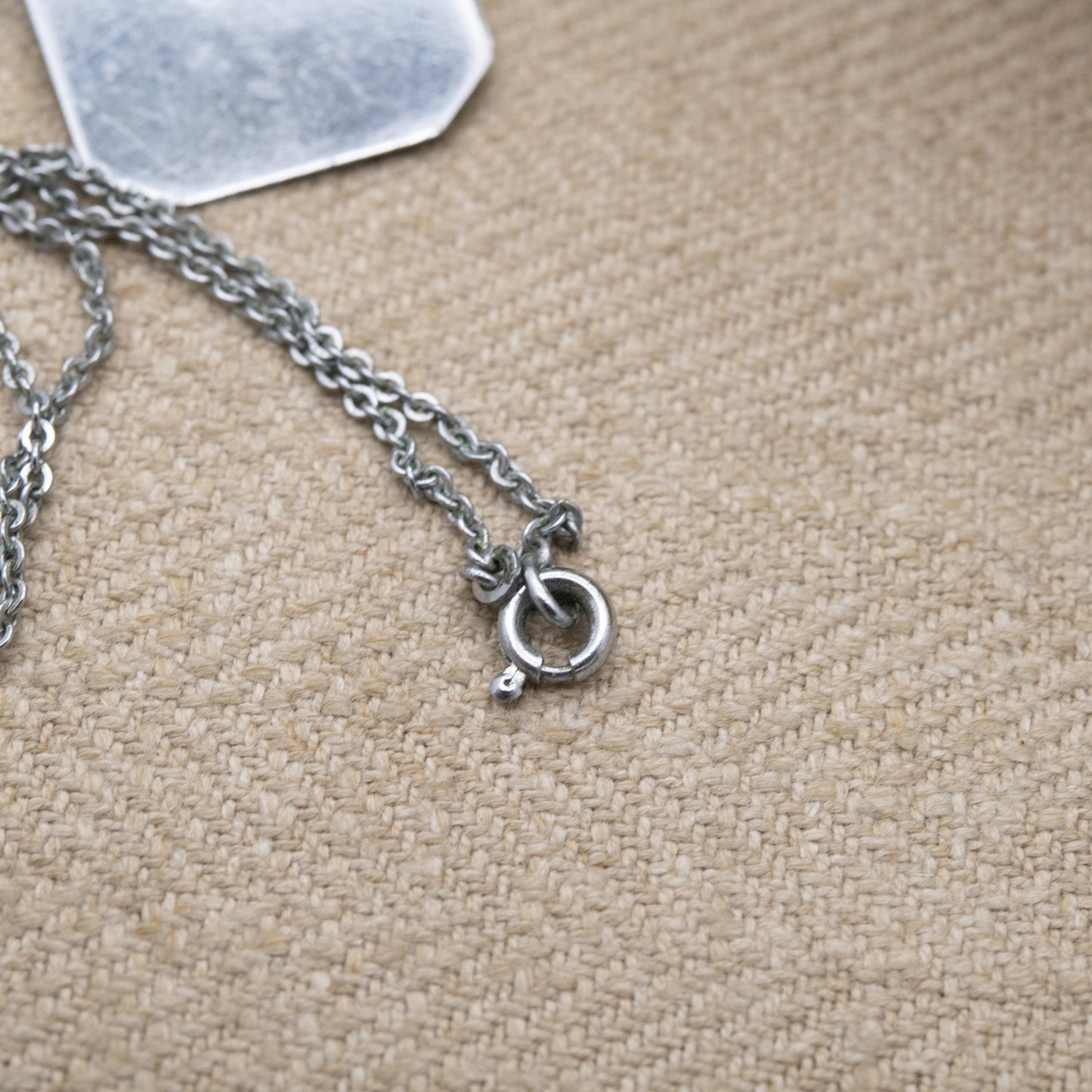 Vintage Art Deco Chrome Pendant Necklace c. 1930s with Modernist Leaf Design