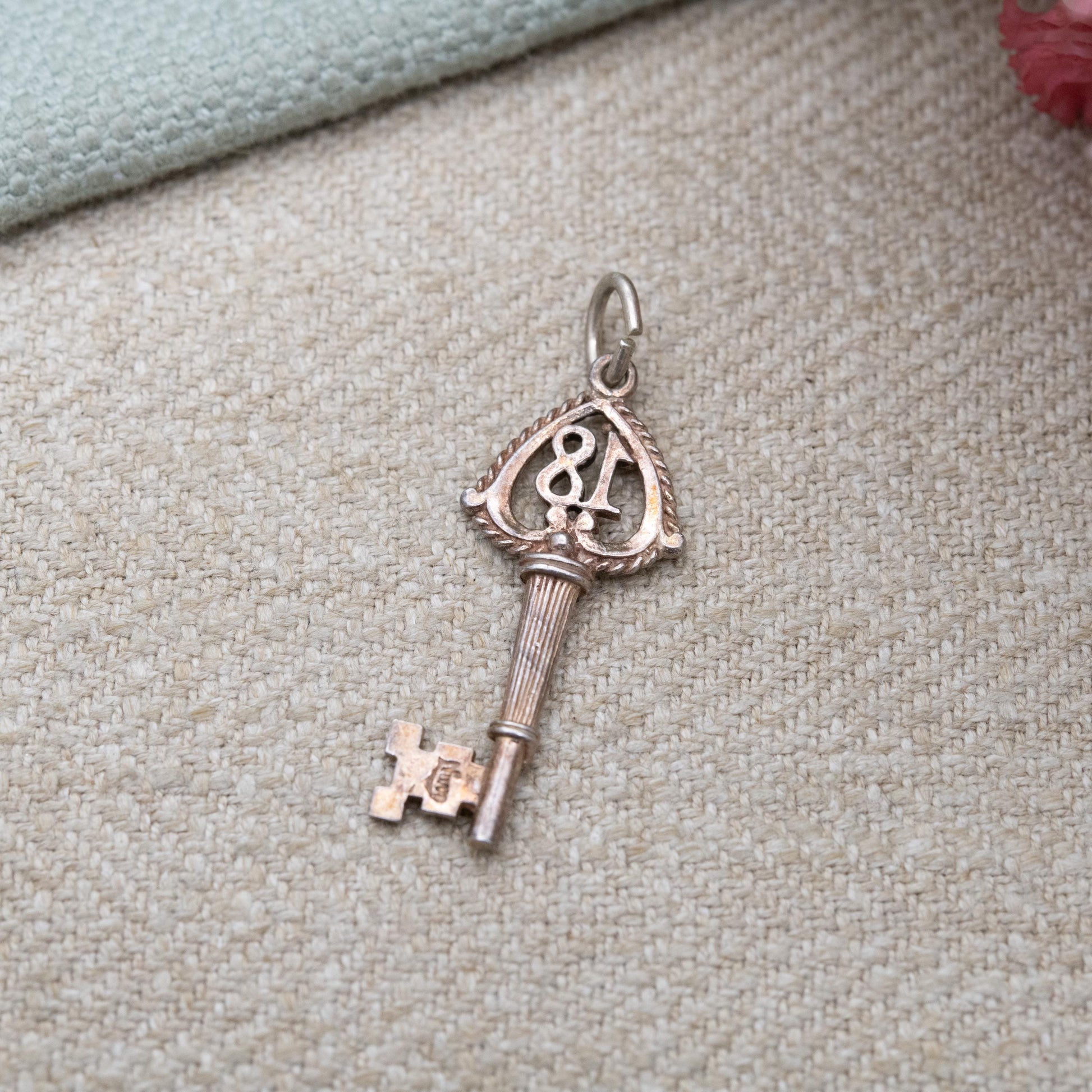 Vintage Nuvo Sterling Silver 18 Key Charm Pendant - Birthday Gift for Charm Bracelet | Key to the Door