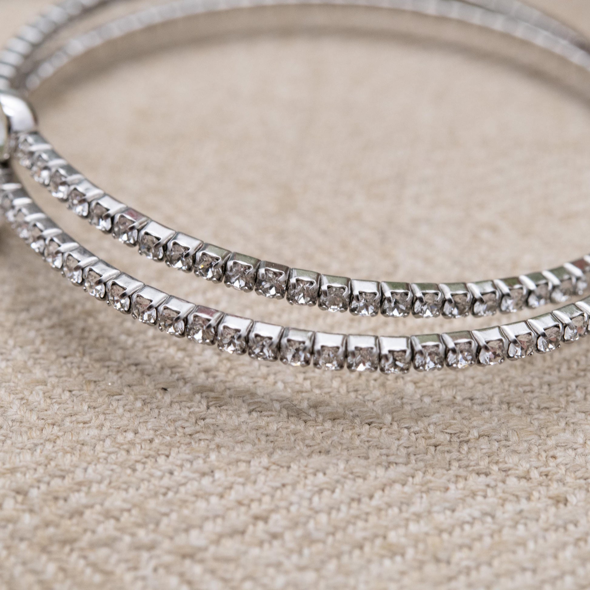Swarovski Twisty Cuff Bangle Bracelet Rhodium Plated - Silver Tone with Clear Stone Crystals