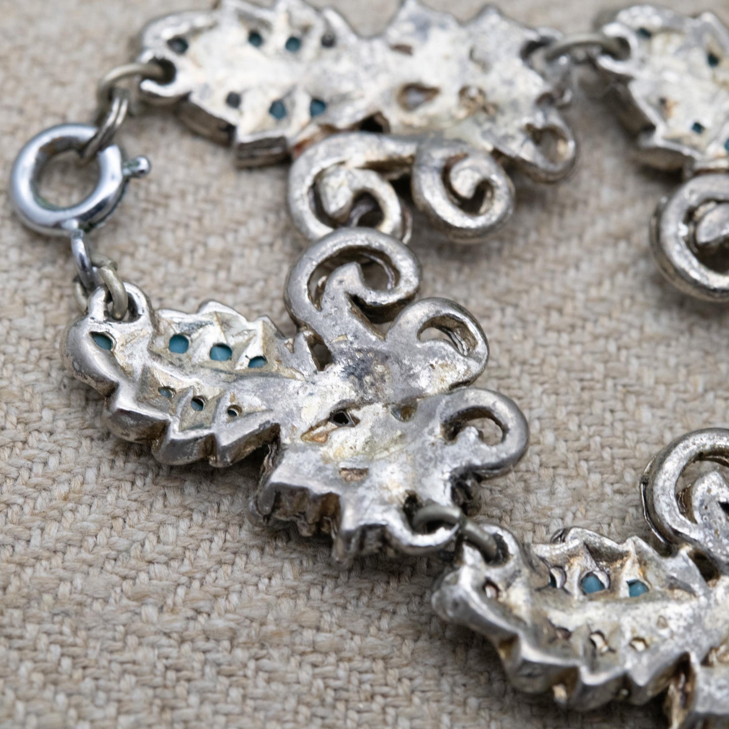 Vintage Faux Turquoise Choker Necklace c. 1950s - Silver Tone Blue Stones | 15"