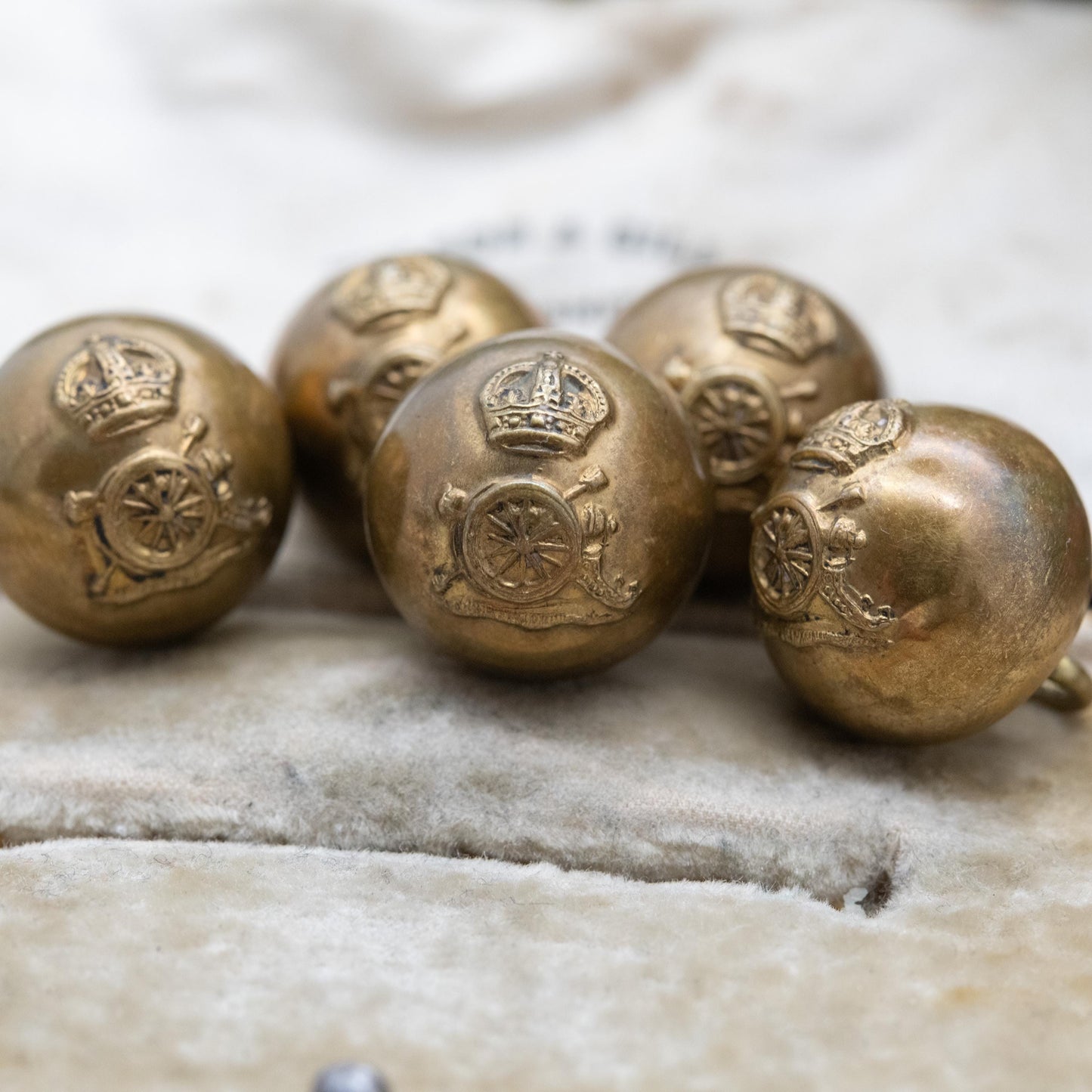 British Army Royal Artillery Buttons by Pitt & Co Set of Five - Maddox Street London