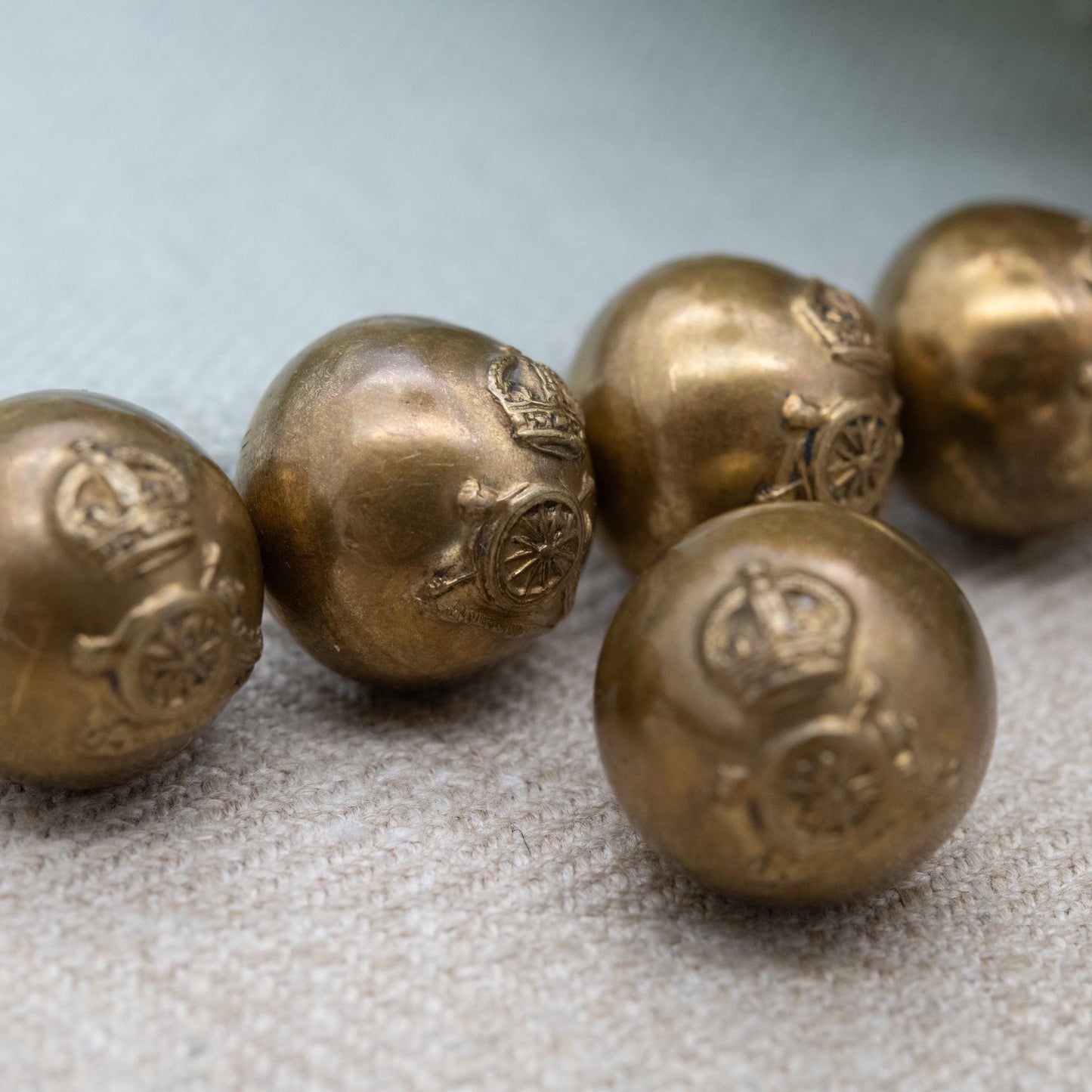 British Army Royal Artillery Buttons by Pitt & Co Set of Five - Maddox Street London