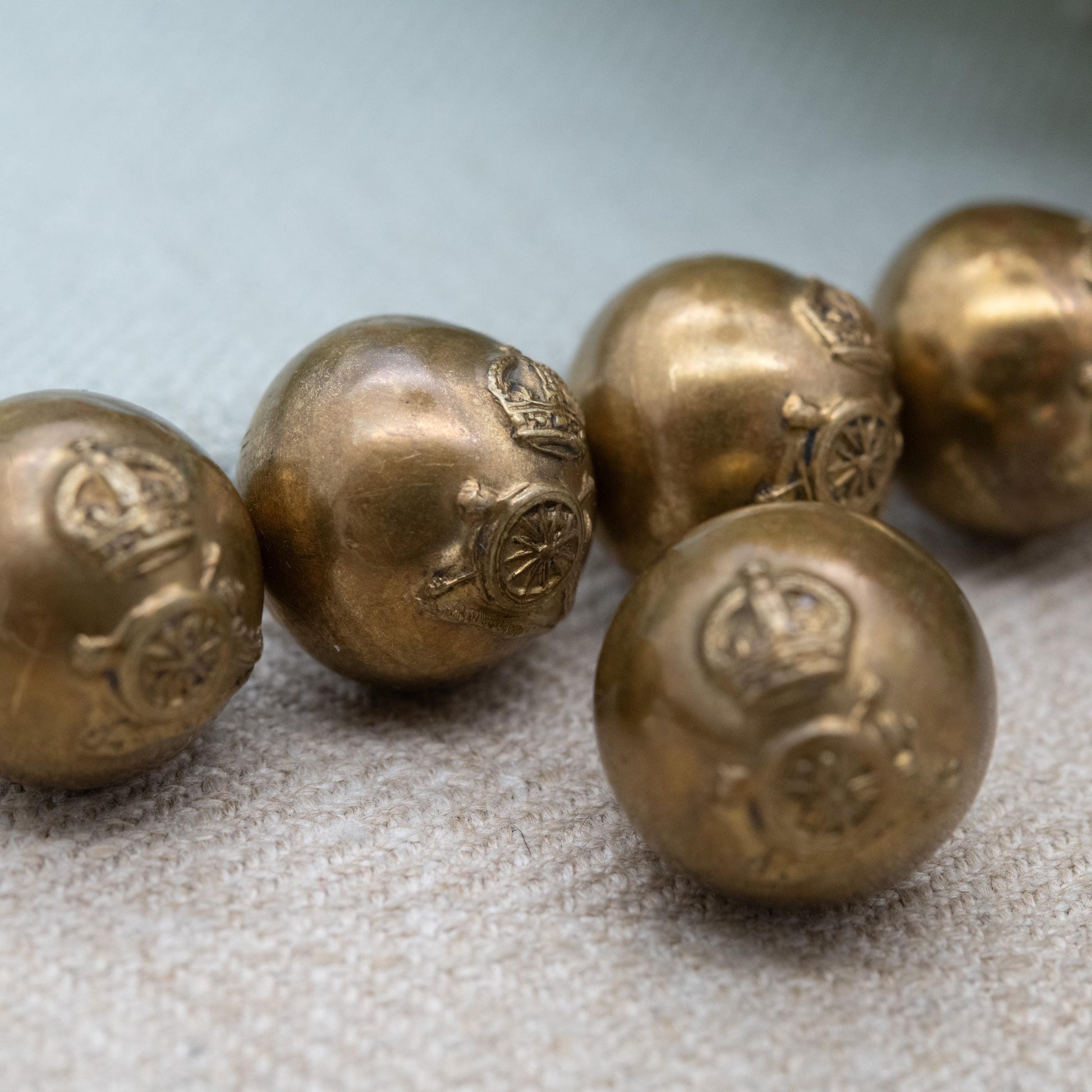 British Army Royal Artillery Buttons by Pitt & Co Set of Five - Maddox Street London