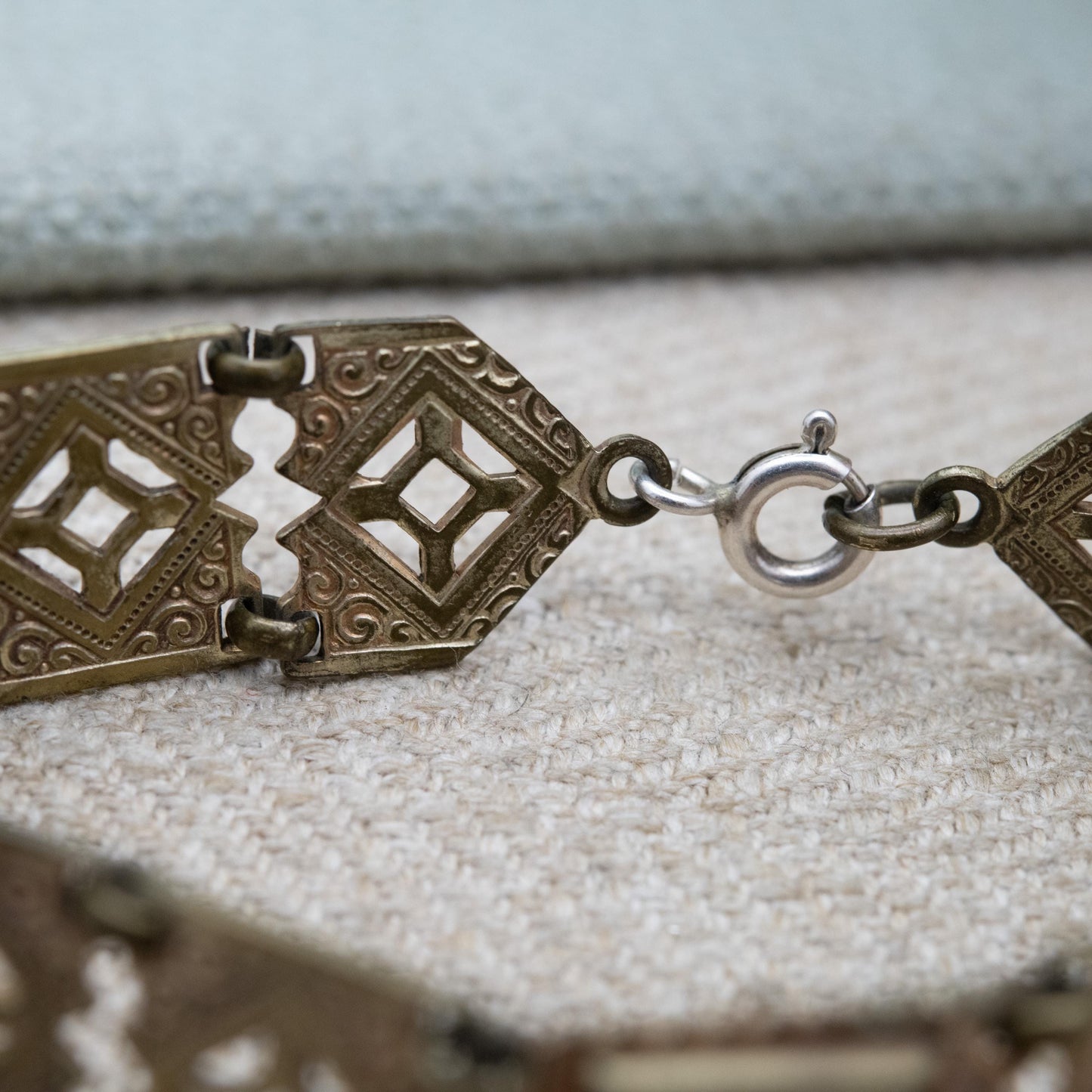 Antique Purple Paste Panel Bracelet with Cut Out Design c. 1900