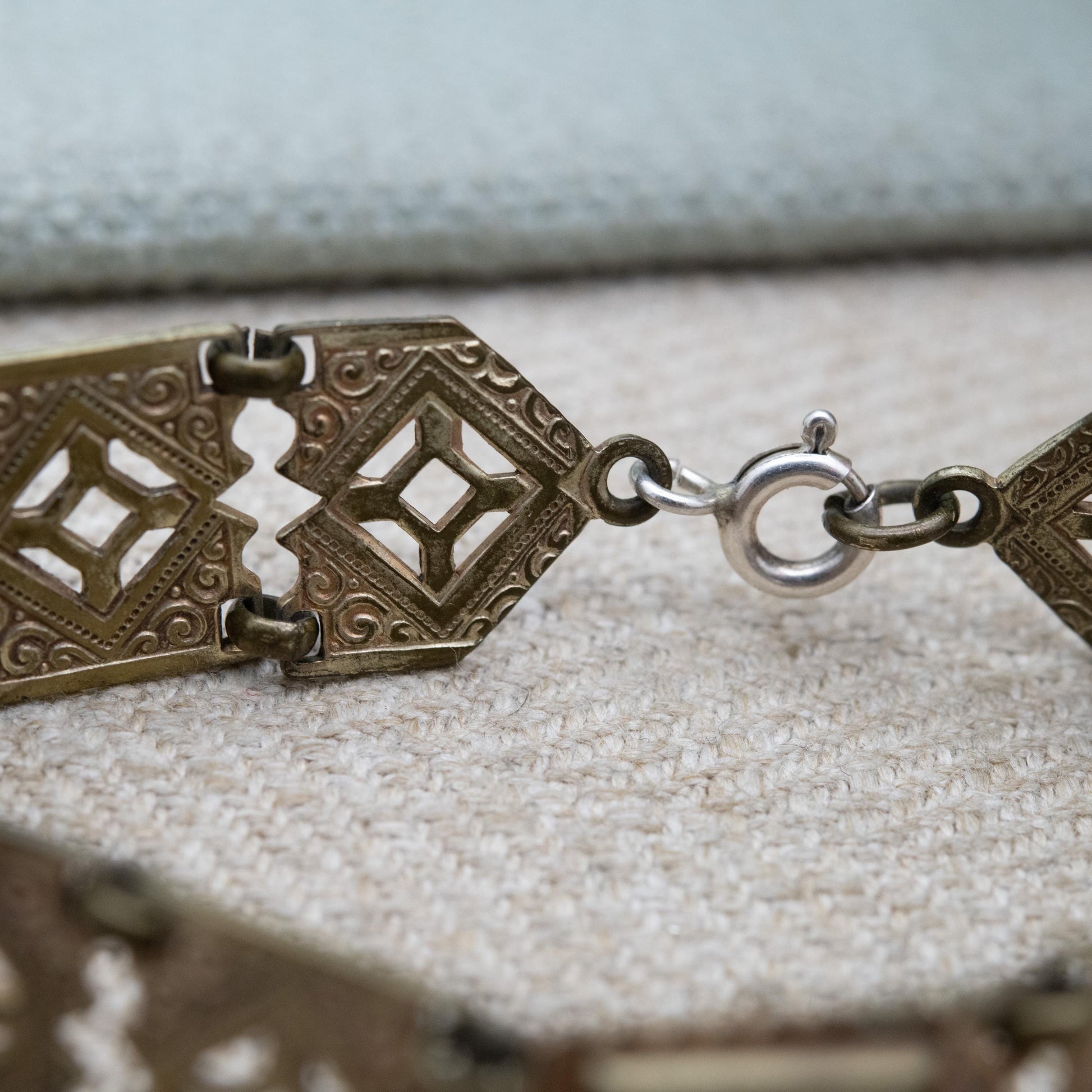 Antique Purple Paste Panel Bracelet with Cut Out Design c. 1900