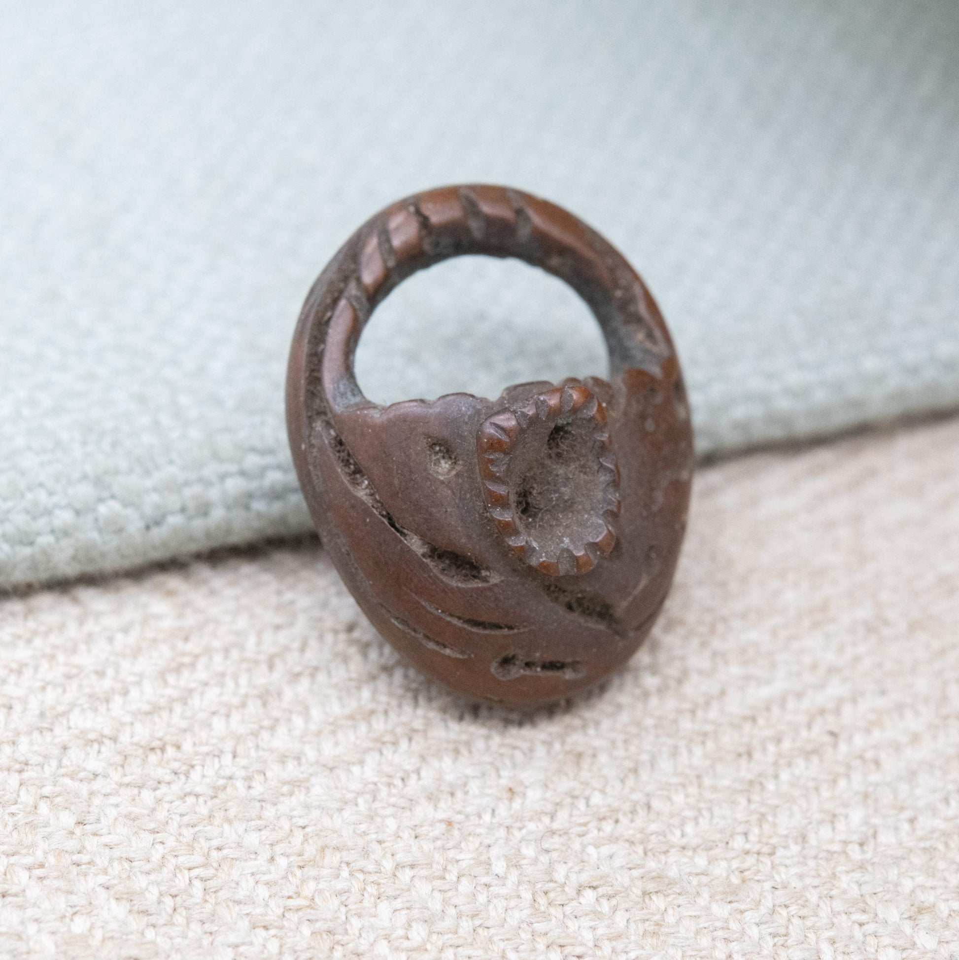 Vintage Carved Peach Pit Basket Pendant or Charm c. 1930s Folk Art