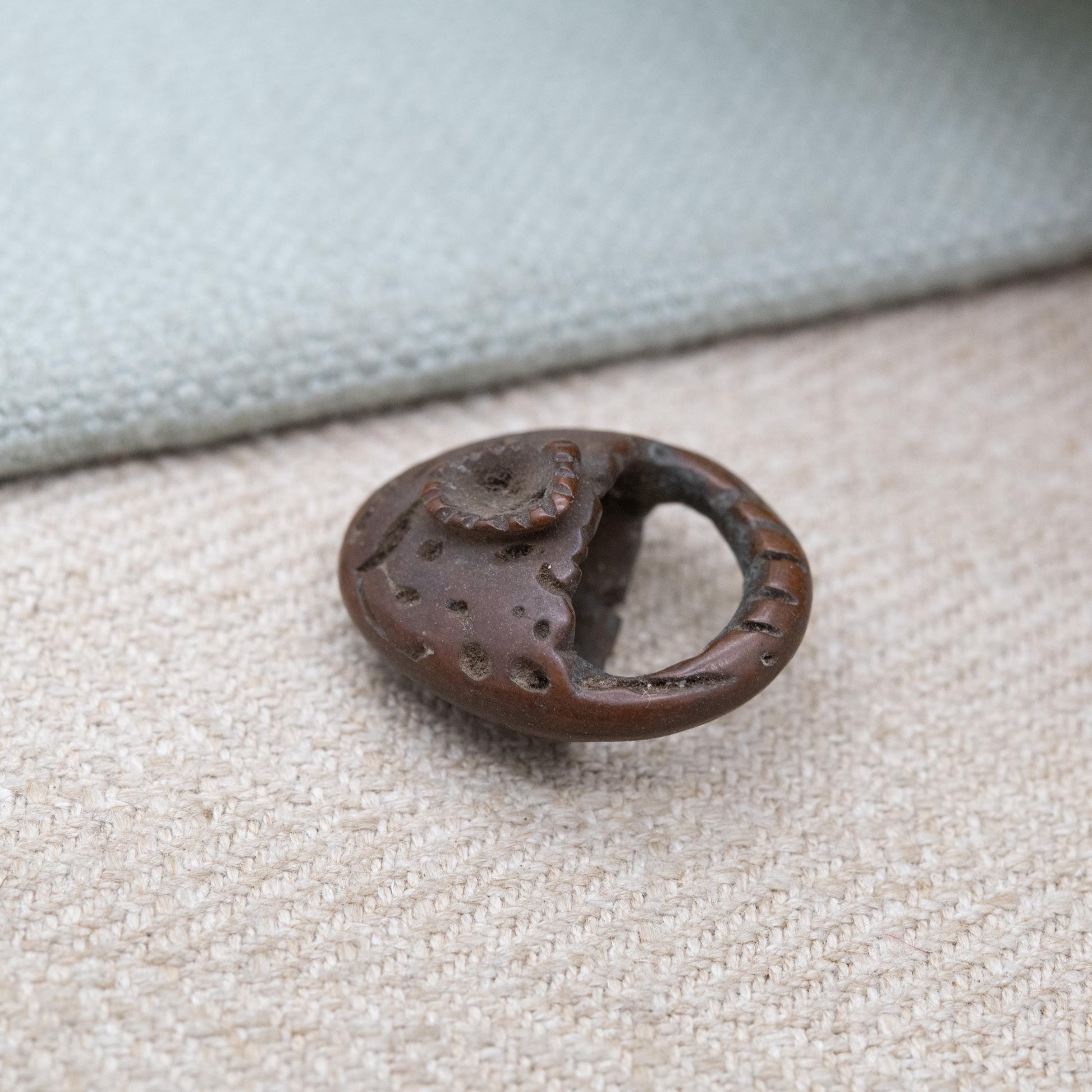Vintage Carved Peach Pit Basket Pendant or Charm c. 1930s Folk Art