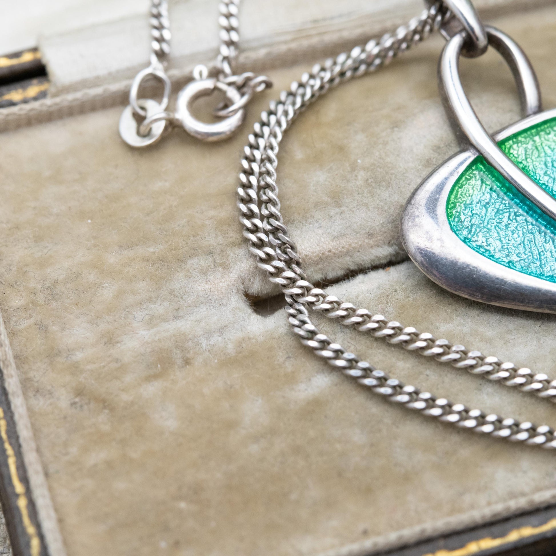 Ortak Leah Sterling Silver Pendant Necklace by Malcolm Gray with Blue and Green Enamel