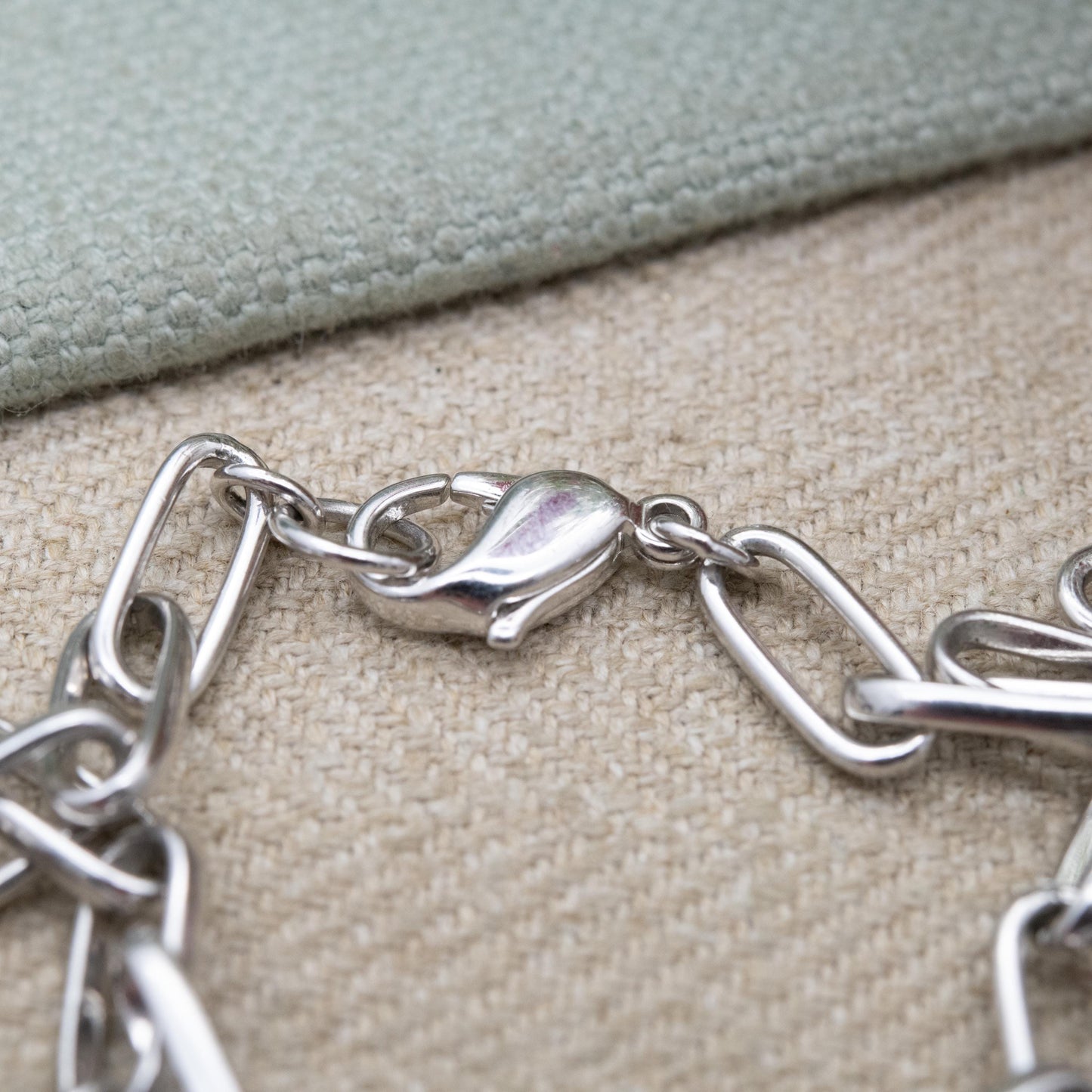 Swarovski Charm Bracelet with White and Red Crystals - Silver Tone