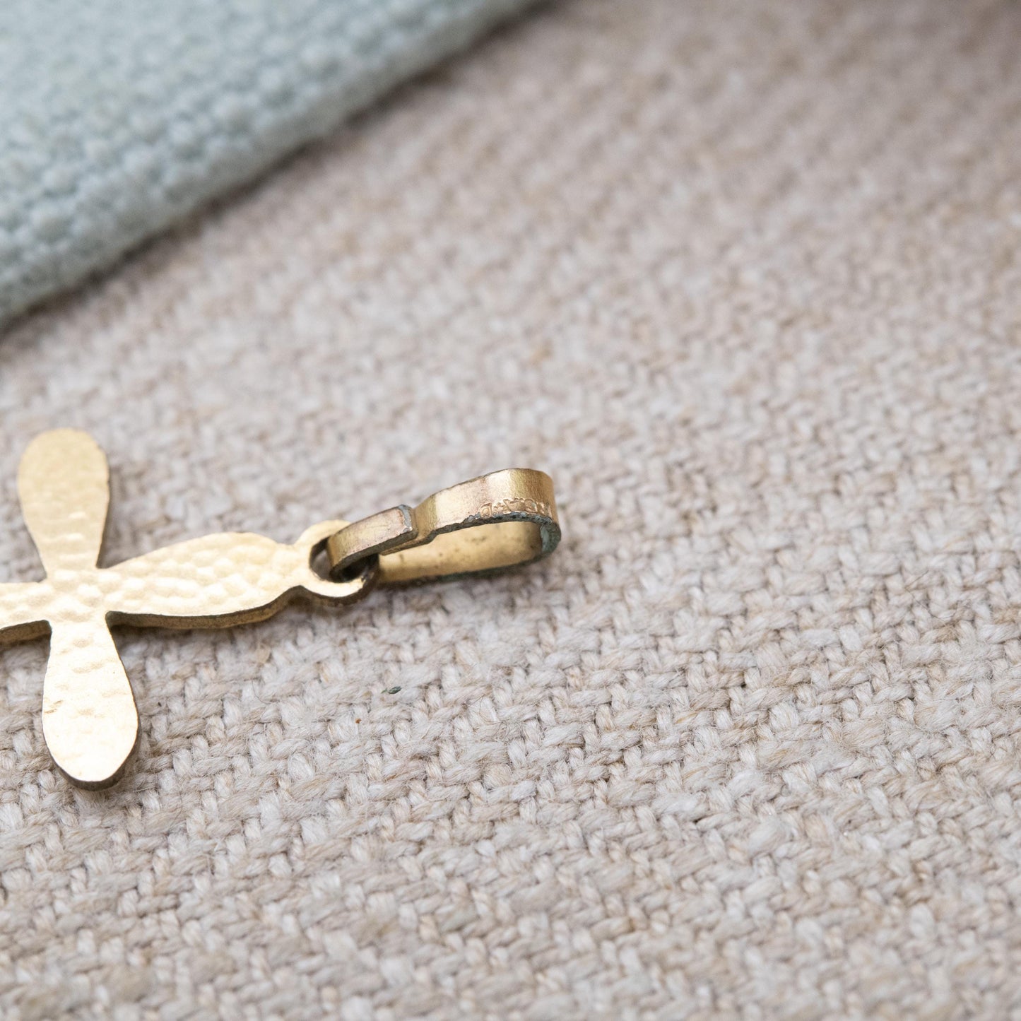 Vintage Adreas Daub Rolled Gold Cross Pendant with Textured Detail c. 1960s Mid-Century